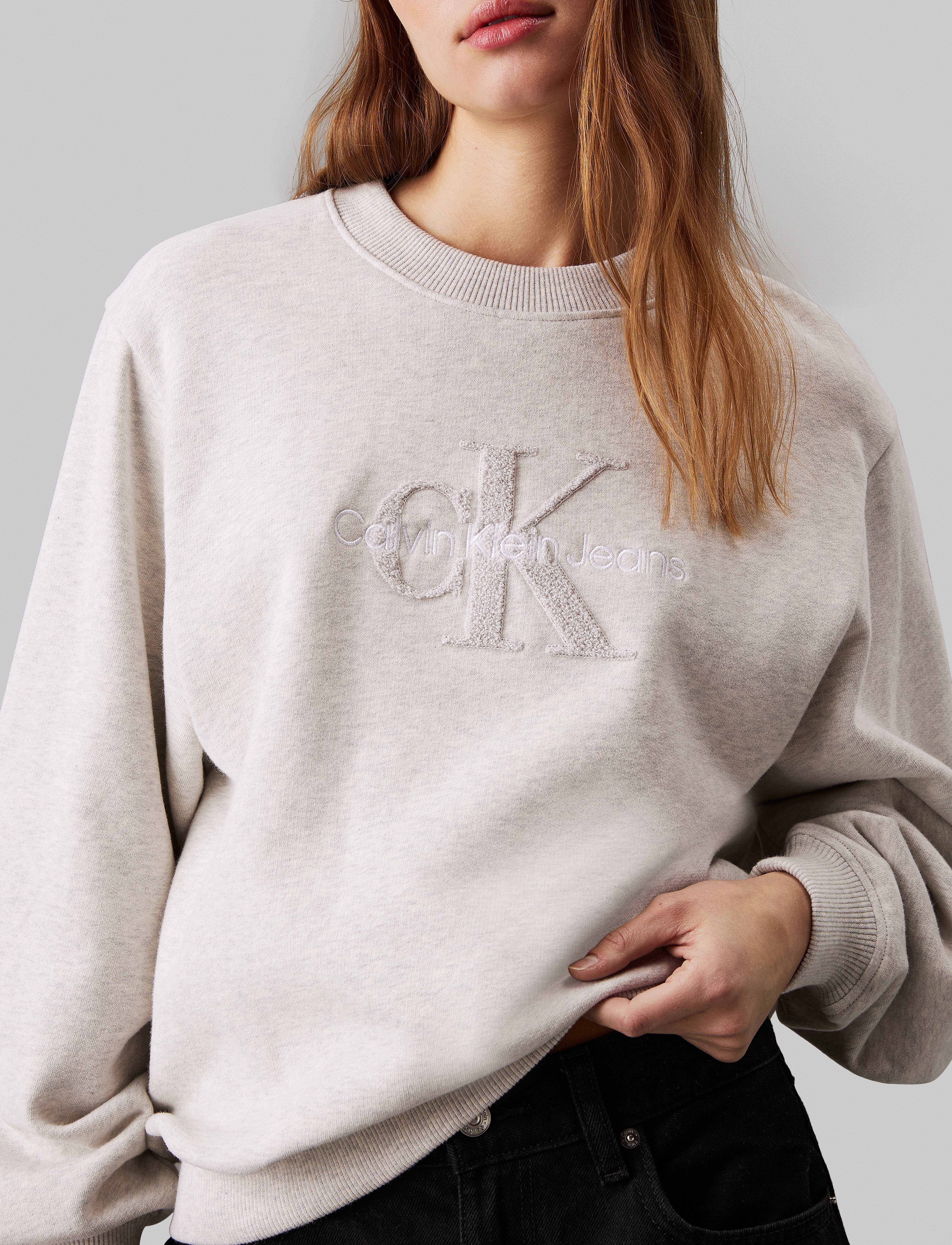 Calvin Klein Jeans - CHENILLE MONOLOGO CREWNECK - ivory grey heather - 3