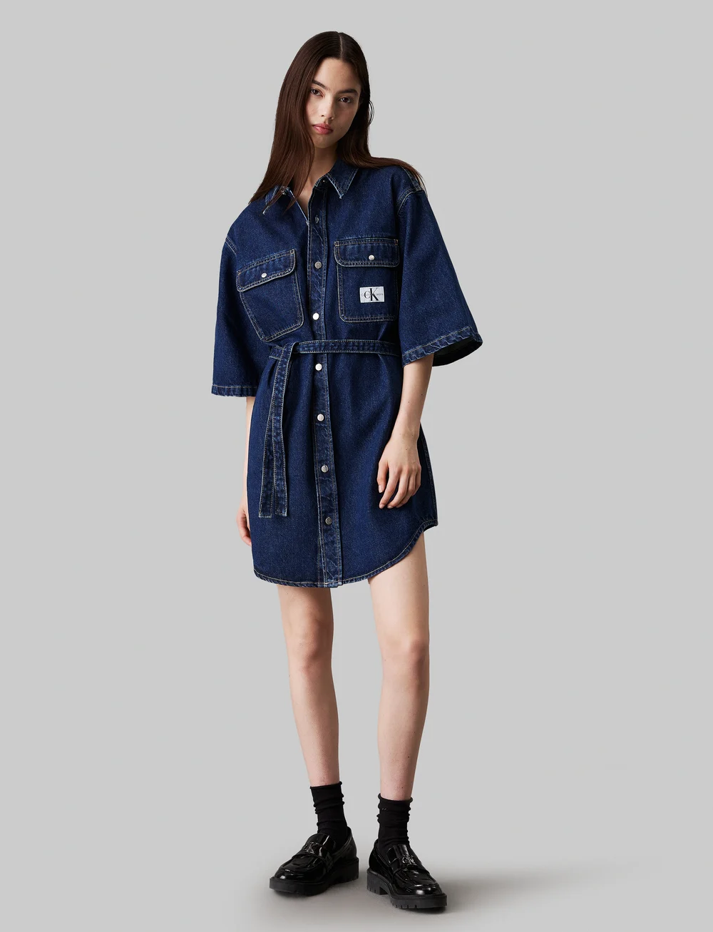 Calvin Klein Jeans Utility Belted Shirt Dress Short Dresses Boozt