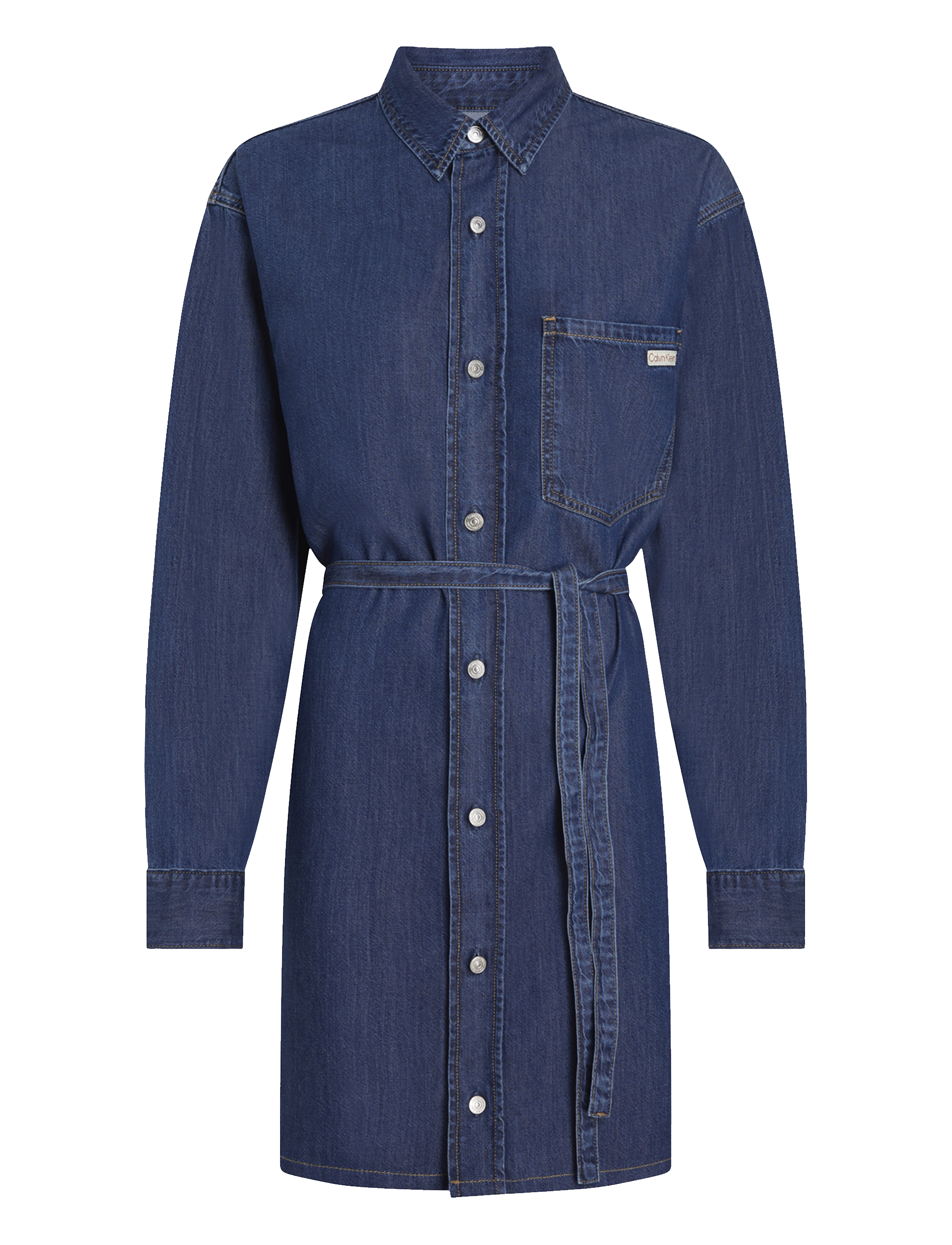CALVIN KLEIN JEANS Lyocell Belted Denim Shirt Kleid Blau - XS - Damen