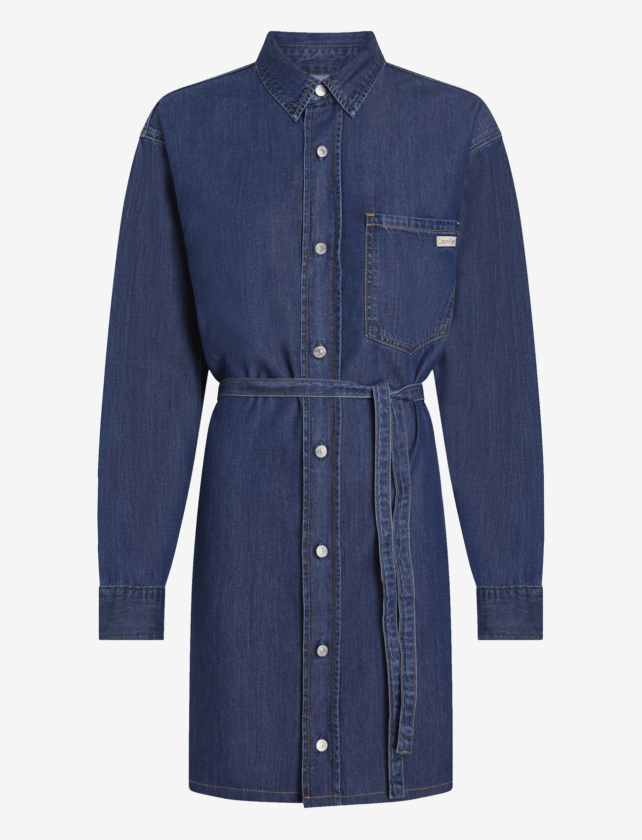 Calvin Klein Jeans - LYOCELL BELTED DENIM SHIRT DRESS - skjortekjoler - denim mid - 1