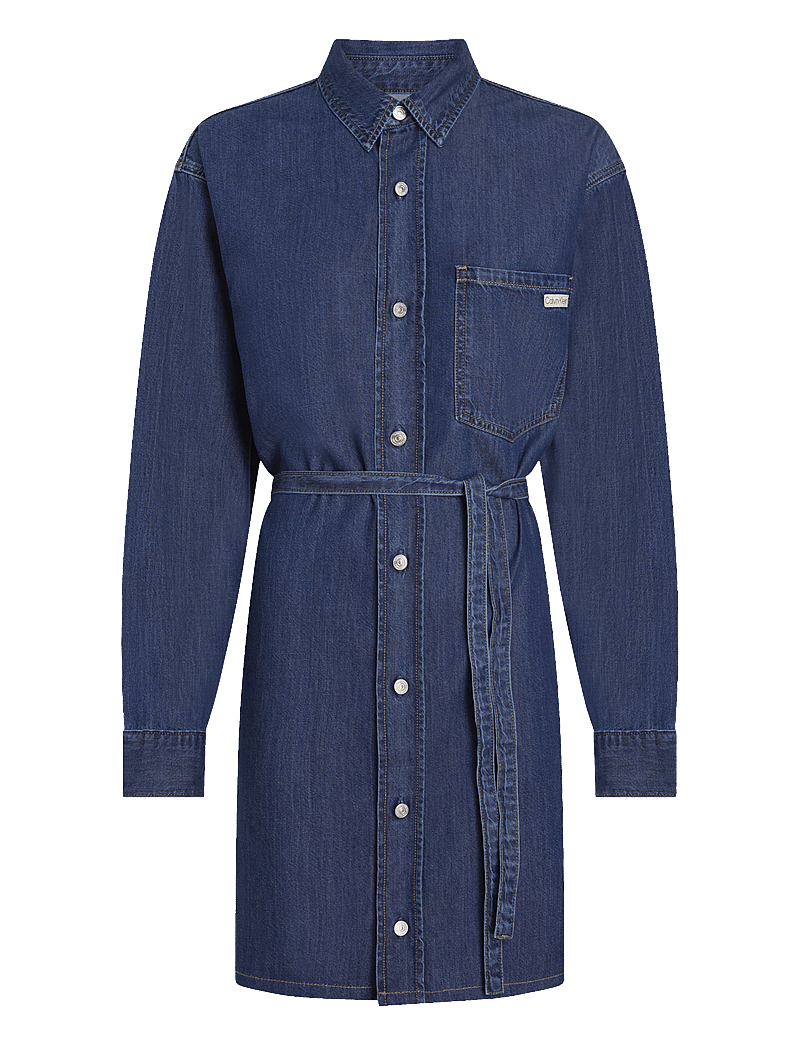 Calvin Klein Jeans - LYOCELL BELTED DENIM SHIRT DRESS - hemdkleider - denim mid - 1