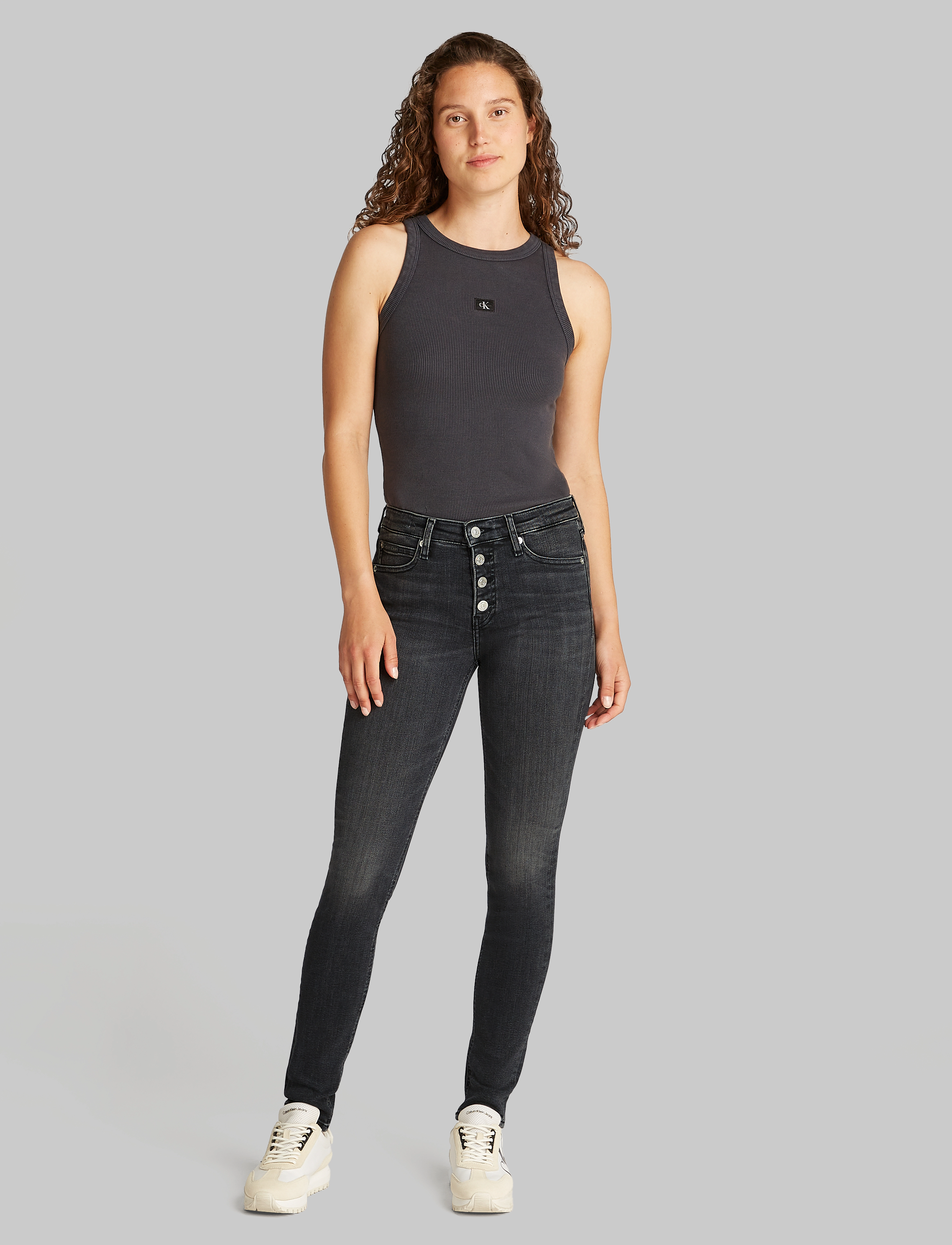 Calvin Klein Jeans - MID RISE SKINNY - denim black - 3