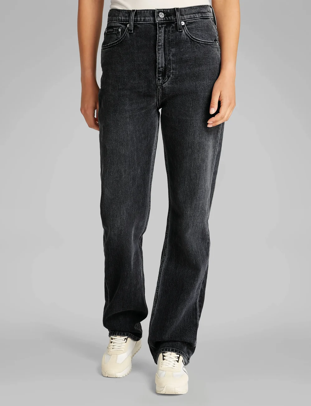 Calvin Klein Jeans - HIGH RISE STRAIGHT - straight jeans - denim black - 0