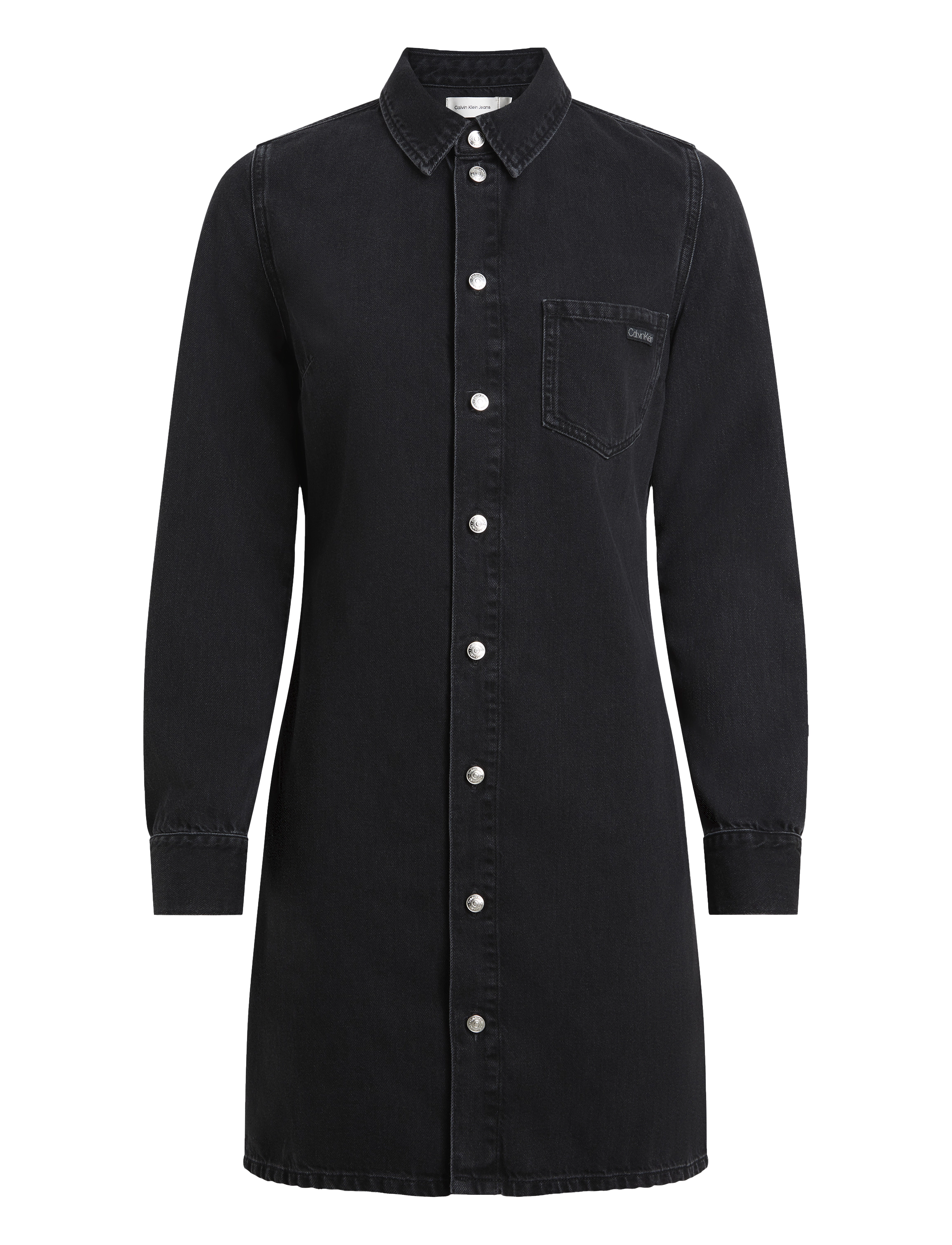 CALVIN KLEIN JEANS Ls Fitted Denim Kleid Schwarz - S - Damen