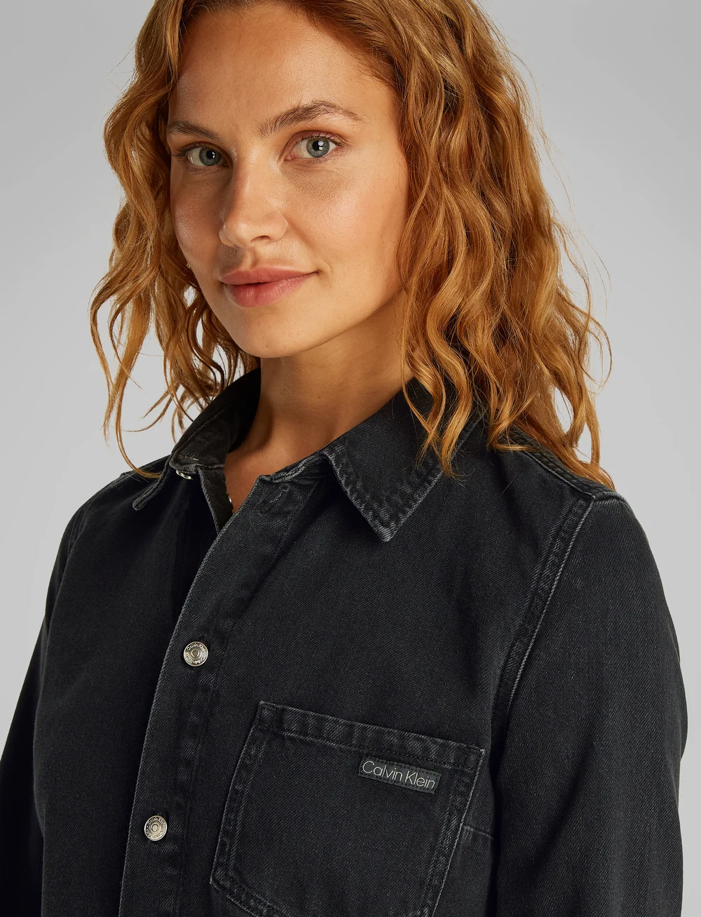 Calvin Klein Jeans - LS FITTED DENIM DRESS - teksakleidid - denim black - 0