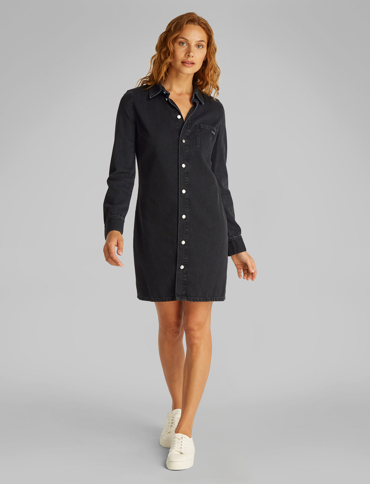 Calvin Klein Jeans - LS FITTED DENIM DRESS - jeanskleider - denim black - 3