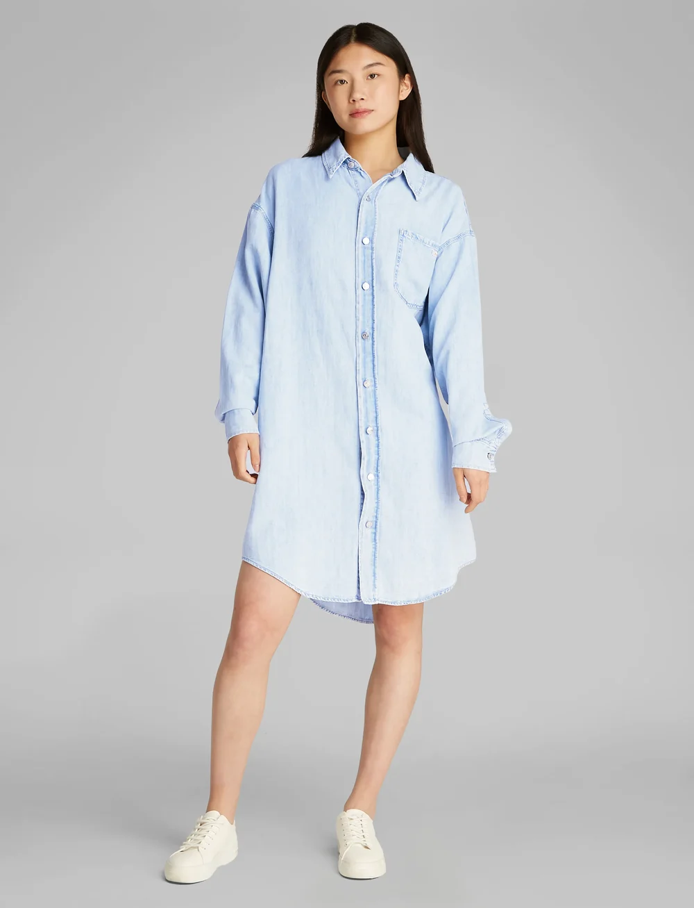 Calvin Klein Jeans - RELAXED DENIM SHIRT DRESS - skjortklänningar - denim light - 4