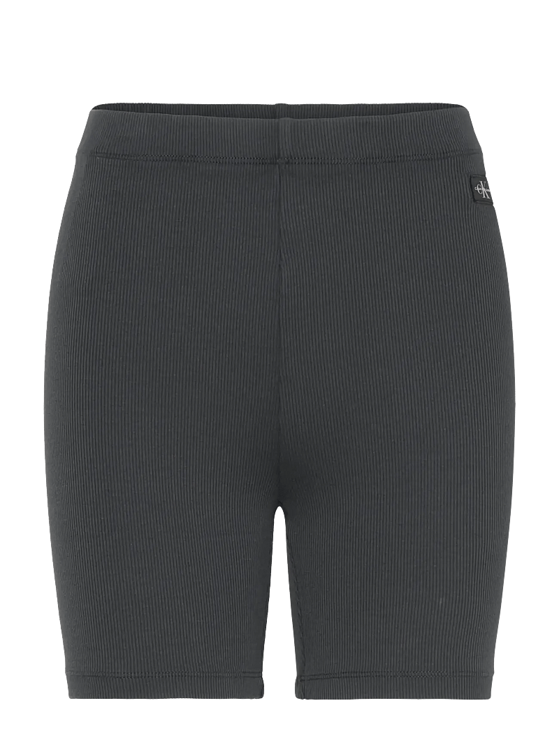 Calvin Klein Jeans - WASHED WOVEN LABEL RIB SHORTS - cykelshorts - washed black - 1