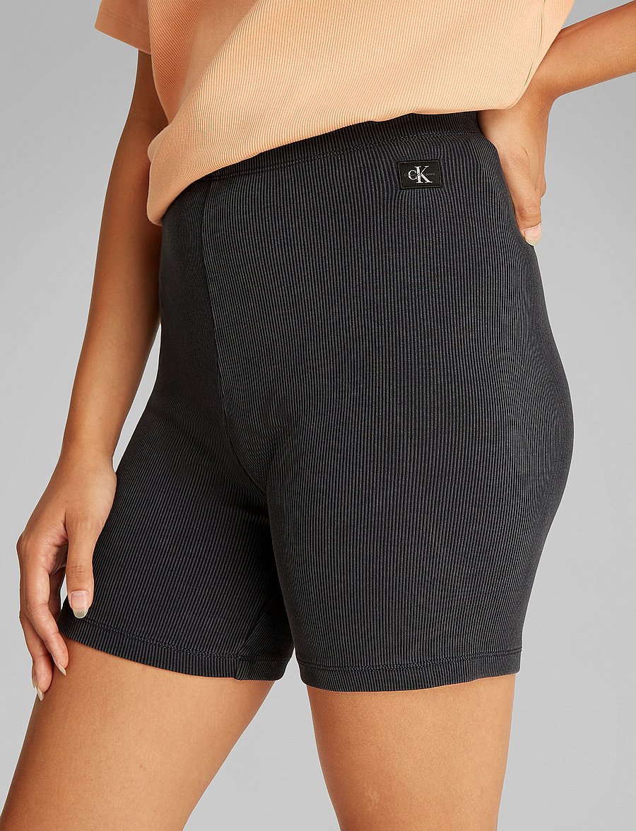 Calvin Klein Jeans - WASHED WOVEN LABEL RIB SHORTS - trainingstights - washed black - 4