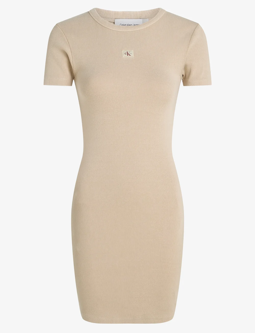 Calvin Klein Jeans - WASHED WOVEN LABEL RIB DRESS - t-shirtklänningar - brazilian sand - 1