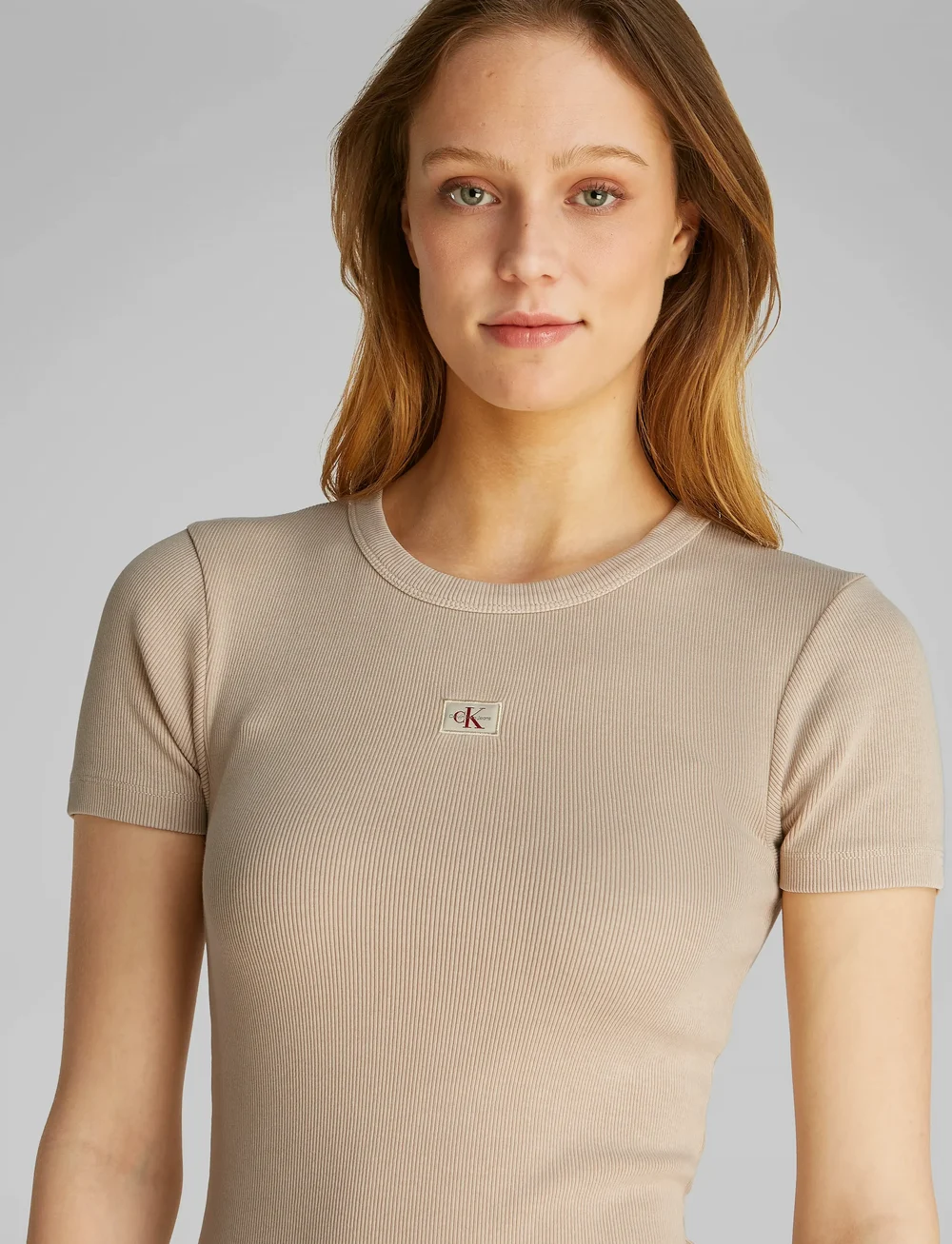 Calvin Klein Jeans - WASHED WOVEN LABEL RIB DRESS - t-shirtklänningar - brazilian sand - 4