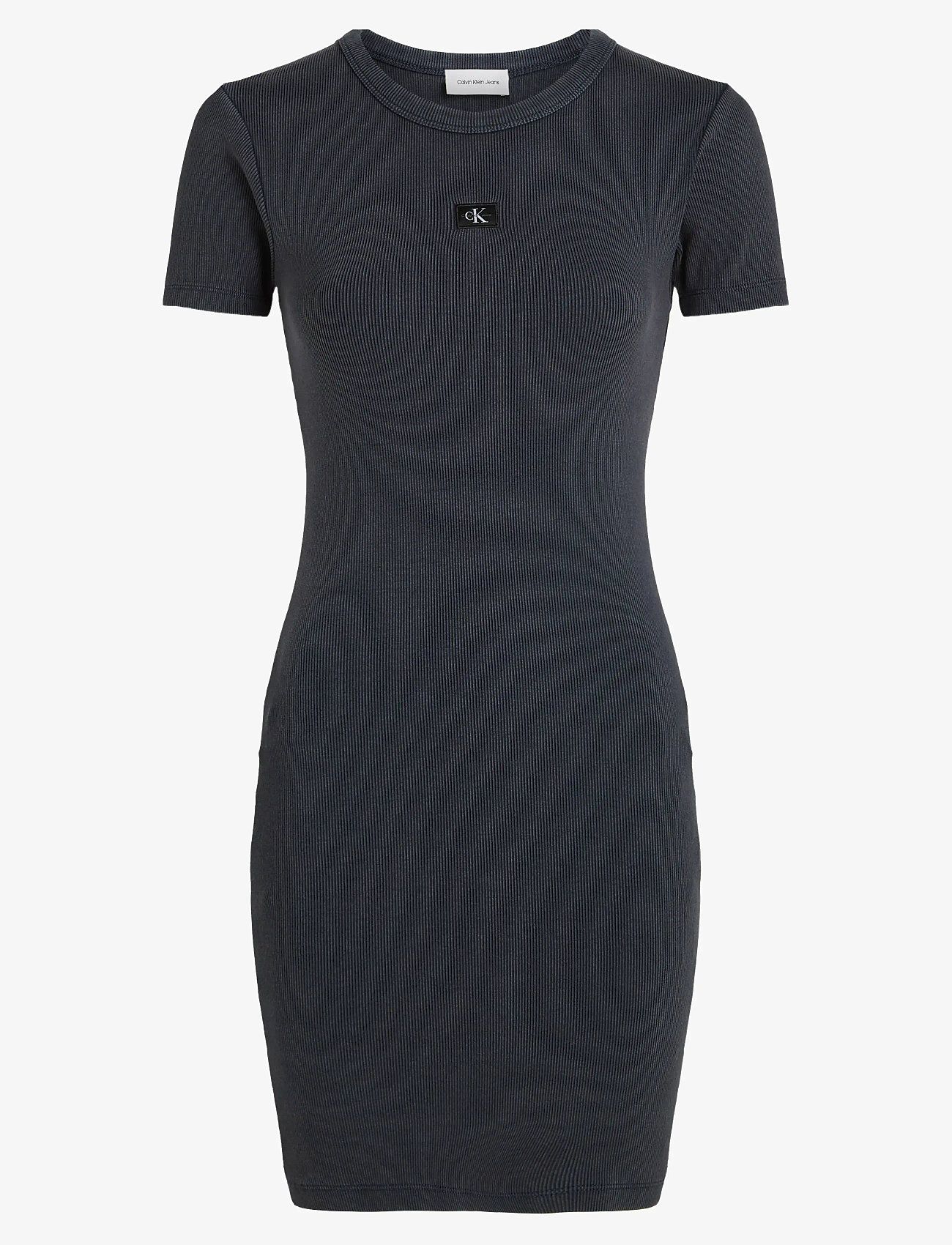 Calvin Klein Jeans - WASHED WOVEN LABEL RIB DRESS - t-shirt-kleider - washed black - 1