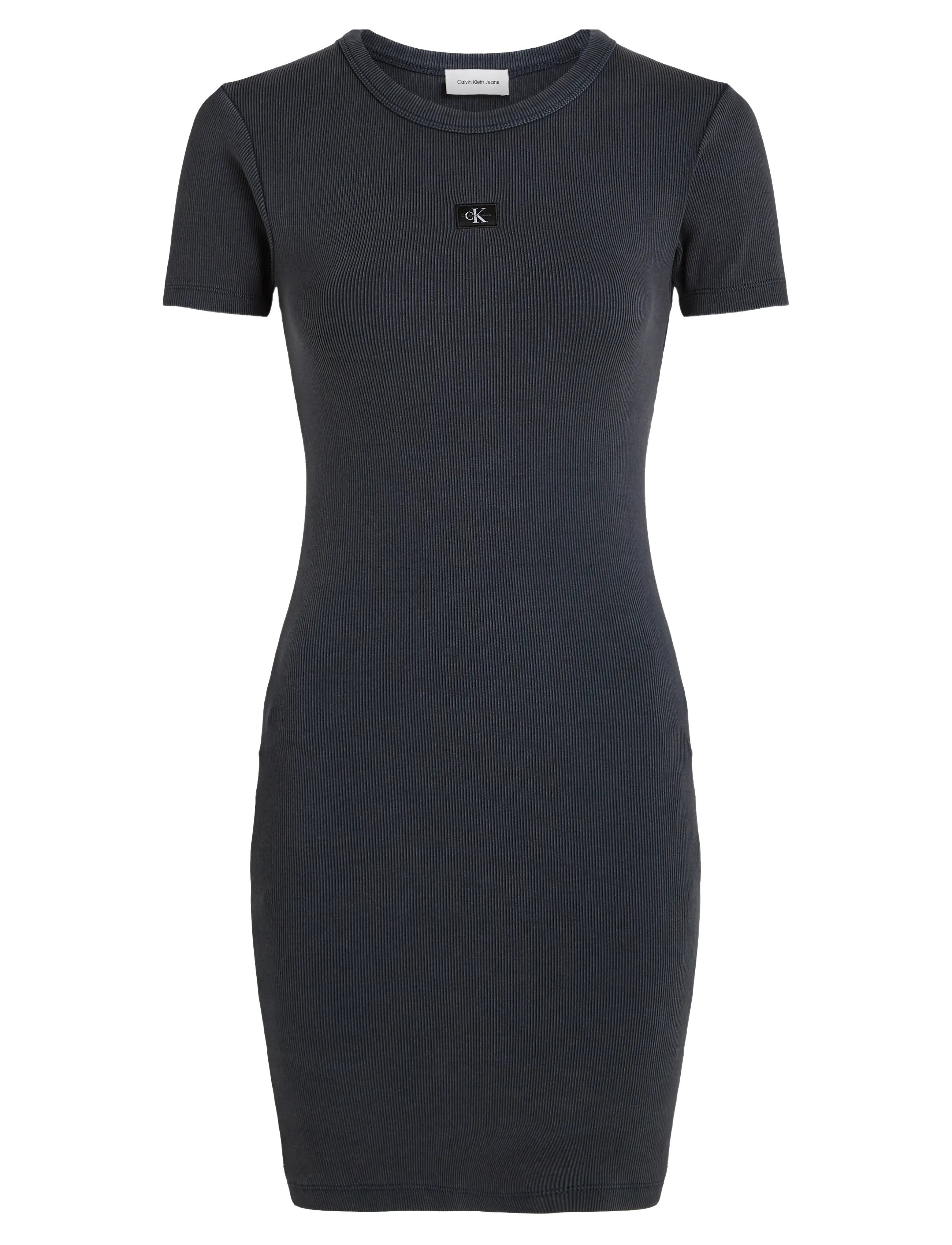 Calvin Klein Jeans - WASHED WOVEN LABEL RIB DRESS - t-shirt-kleider - washed black - 1