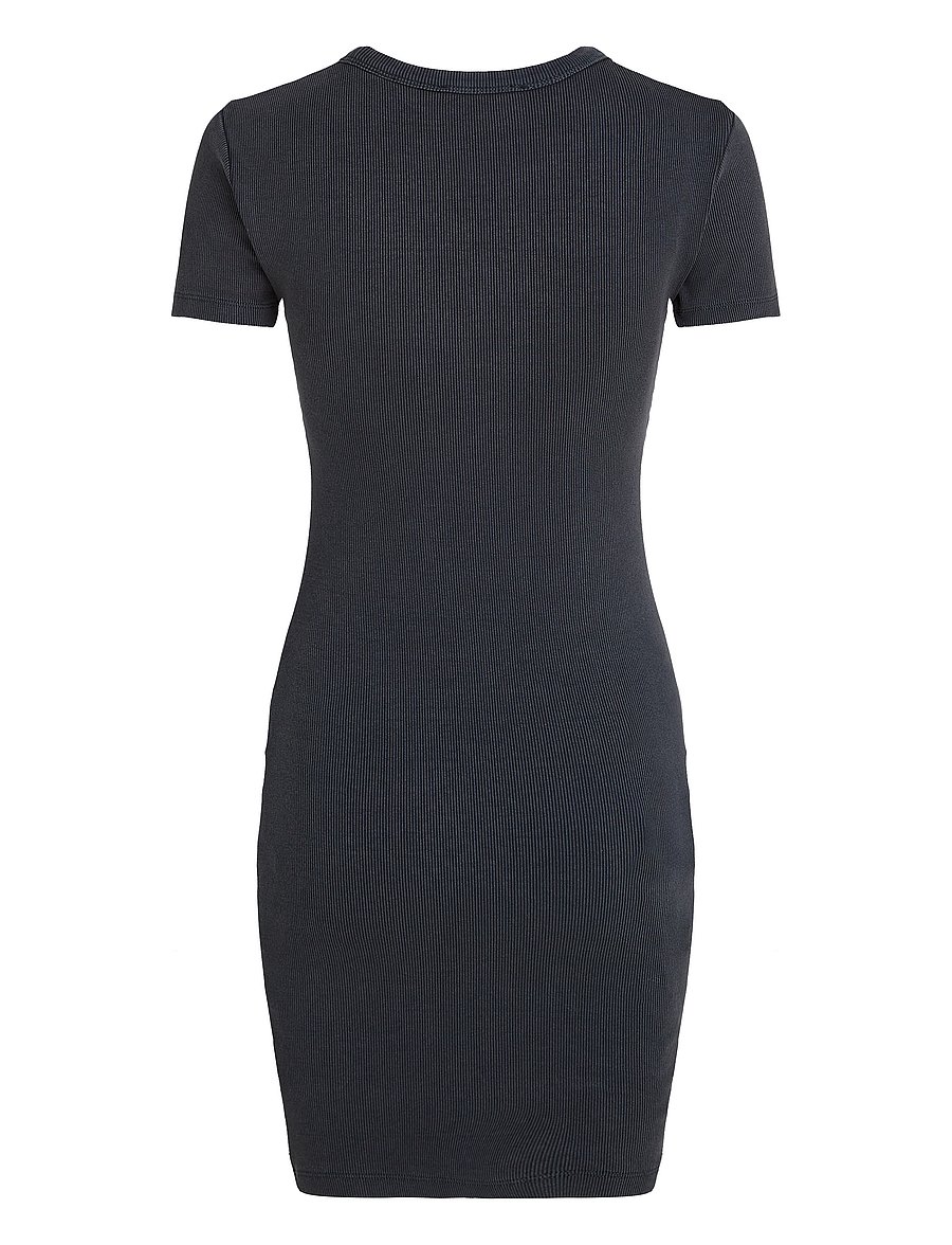 Calvin Klein Jeans - WASHED WOVEN LABEL RIB DRESS - t-shirt-kleider - washed black - 5