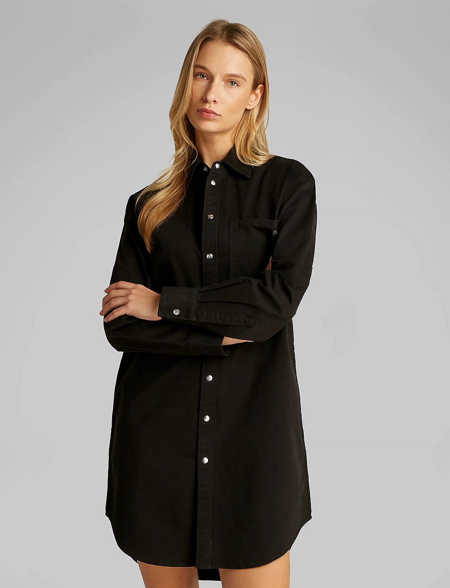 Calvin Klein Jeans - COTTON RELAXED SHIRT DRESS - ck black - 0