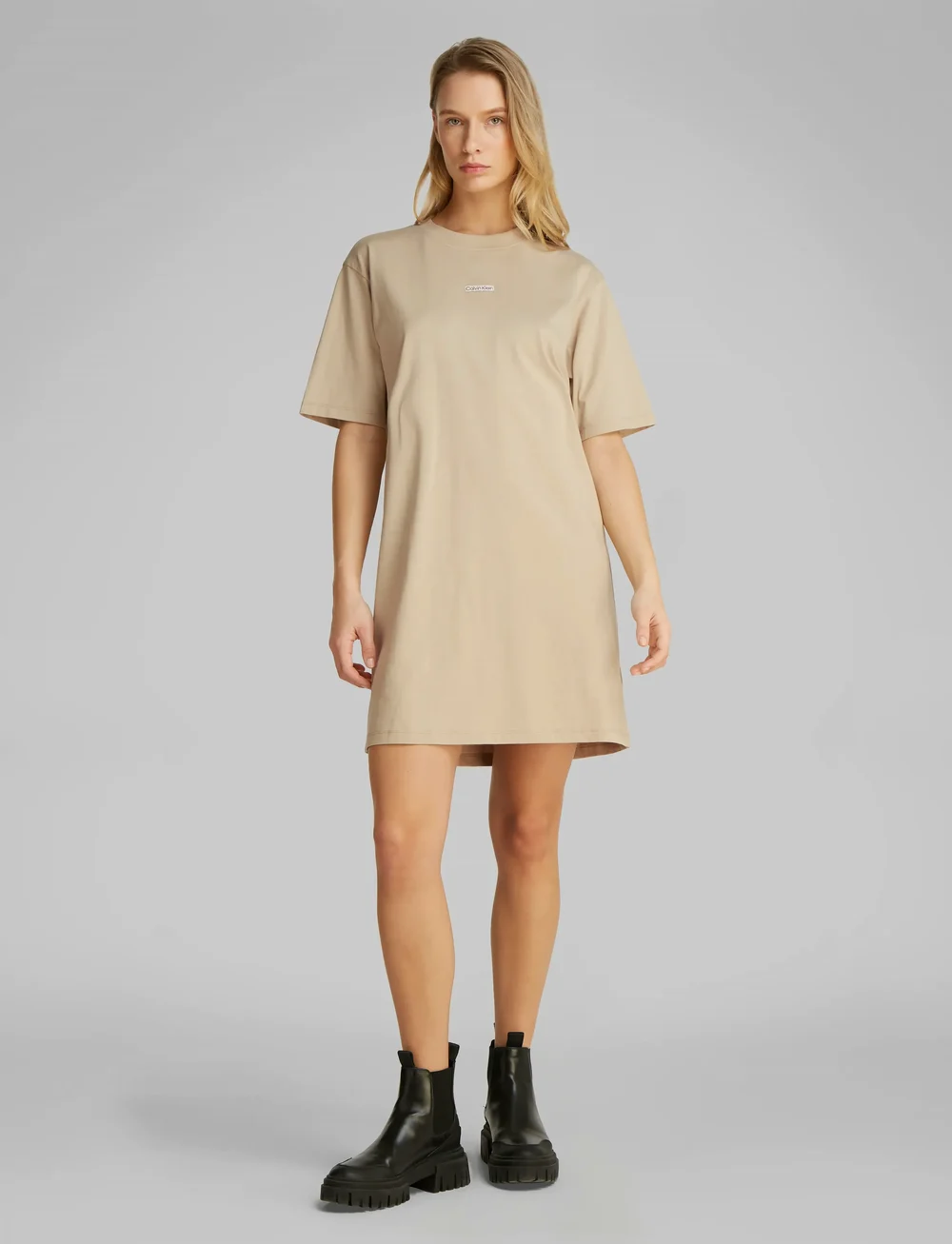 Calvin Klein Jeans - PLACED INST TEE DRESS - t-shirtklänningar - white pepper - 3