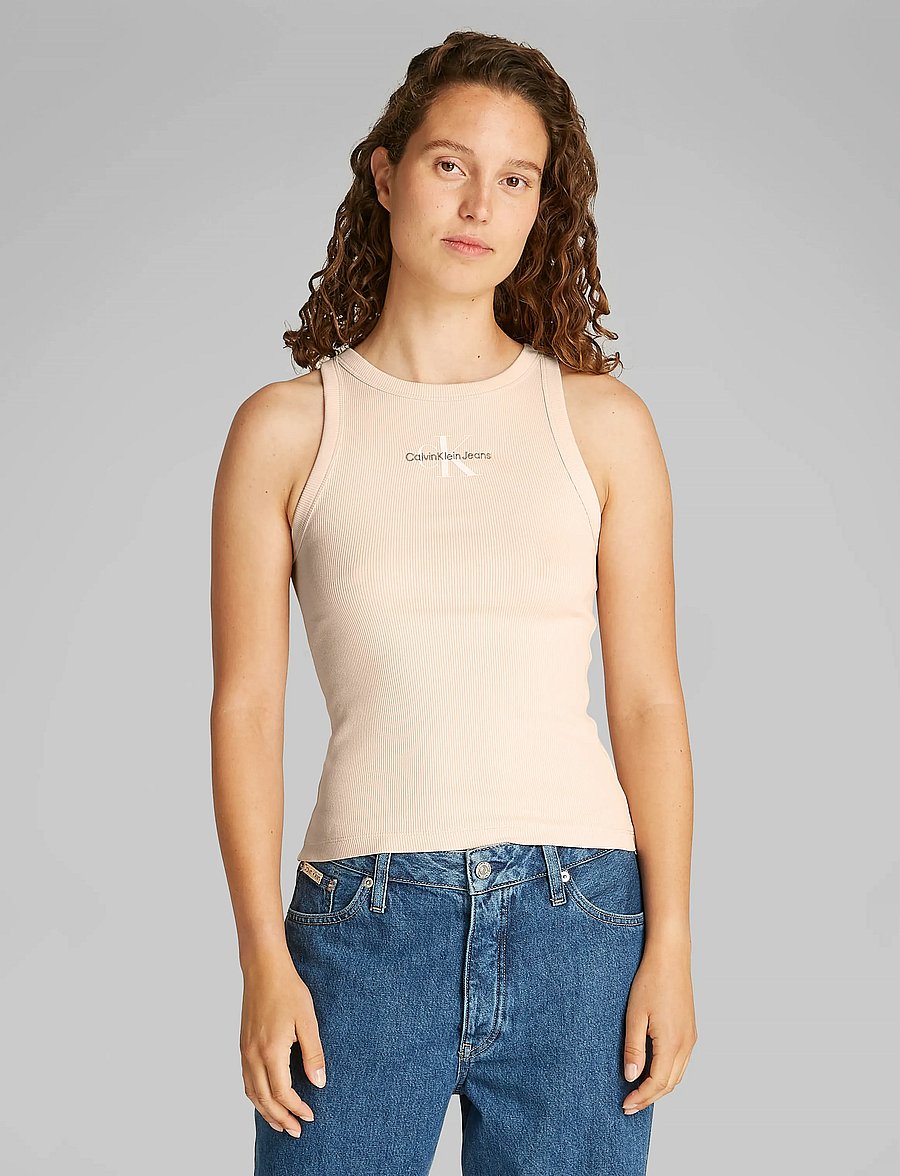 Calvin Klein Jeans - MONOLOGO RIB TANK TOP - brazilian sand - 0