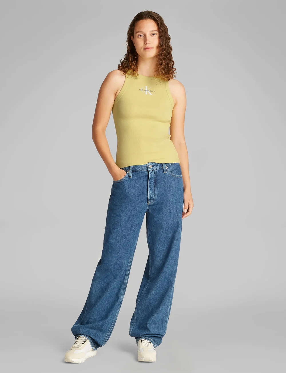 Calvin Klein Jeans - MONOLOGO RIB TANK TOP - linnen - muted lime - 3