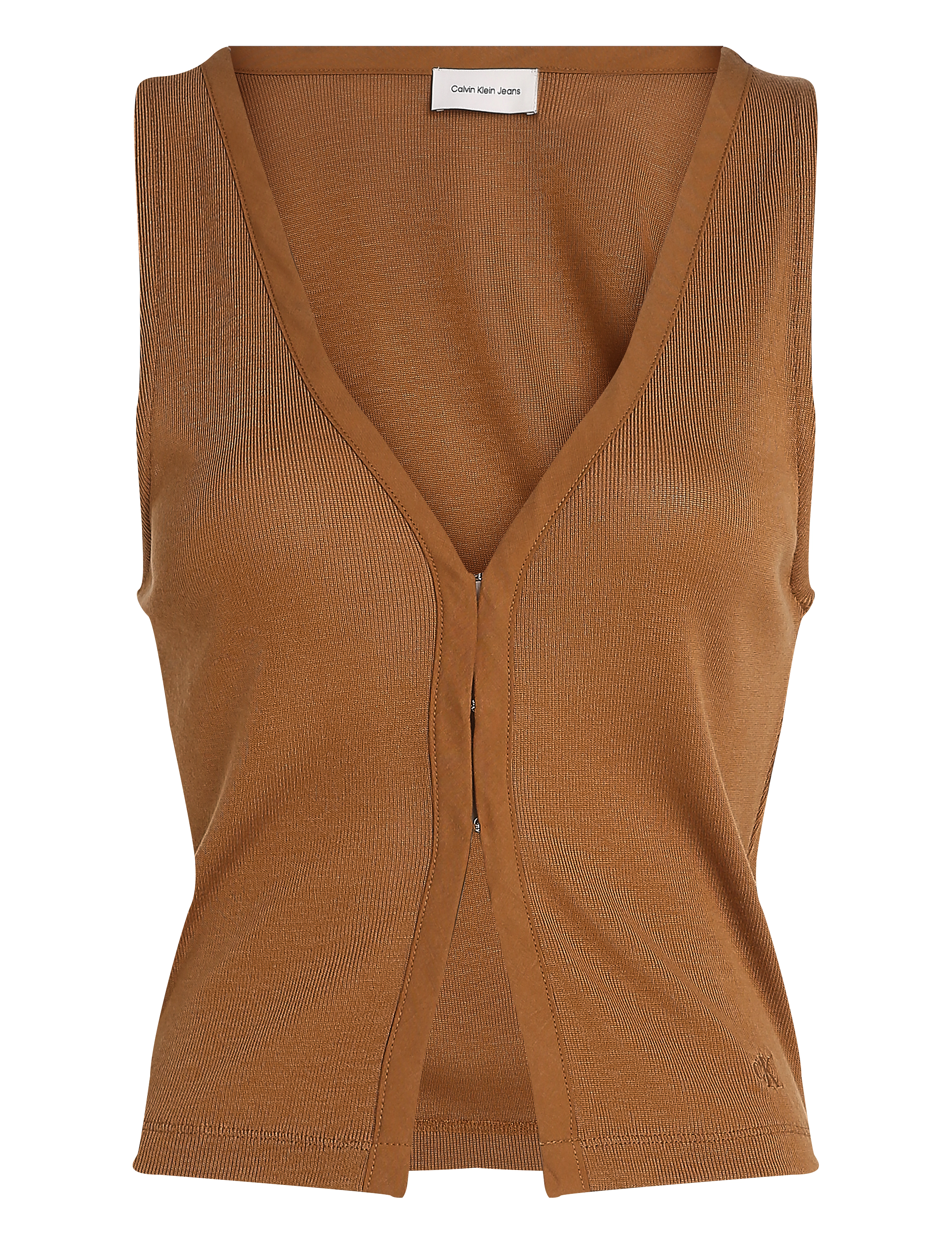 Calvin Klein Jeans SOFT TOUCH SLEEVELESS CARDIGAN - Tøj - NUTHATCH / brown