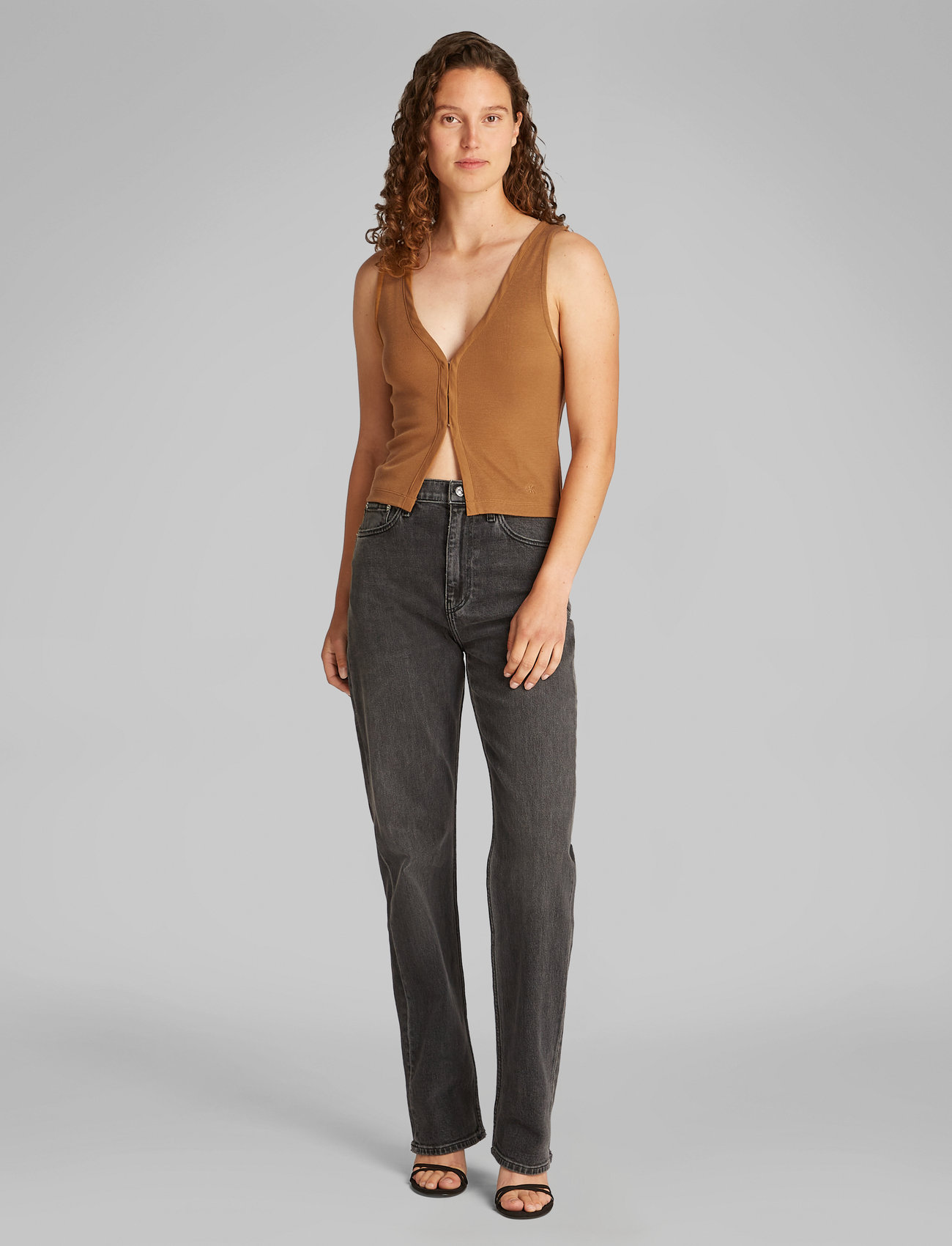 Calvin Klein Jeans - SOFT TOUCH SLEEVELESS CARDIGAN - topy bez rękawów - nuthatch - 3