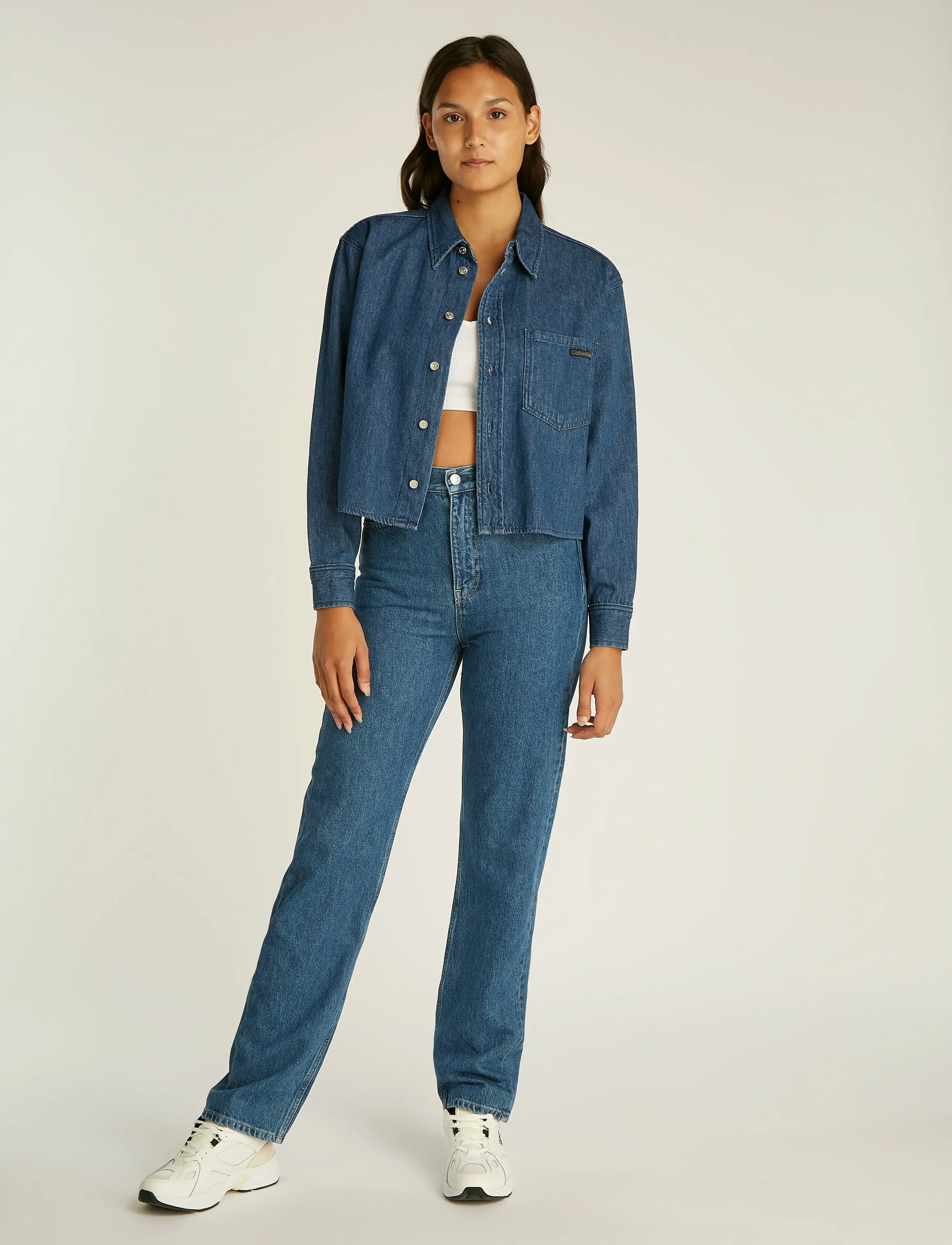 Calvin Klein Jeans - CROPPED DAD DENIM SHIRT - denim medium - 4
