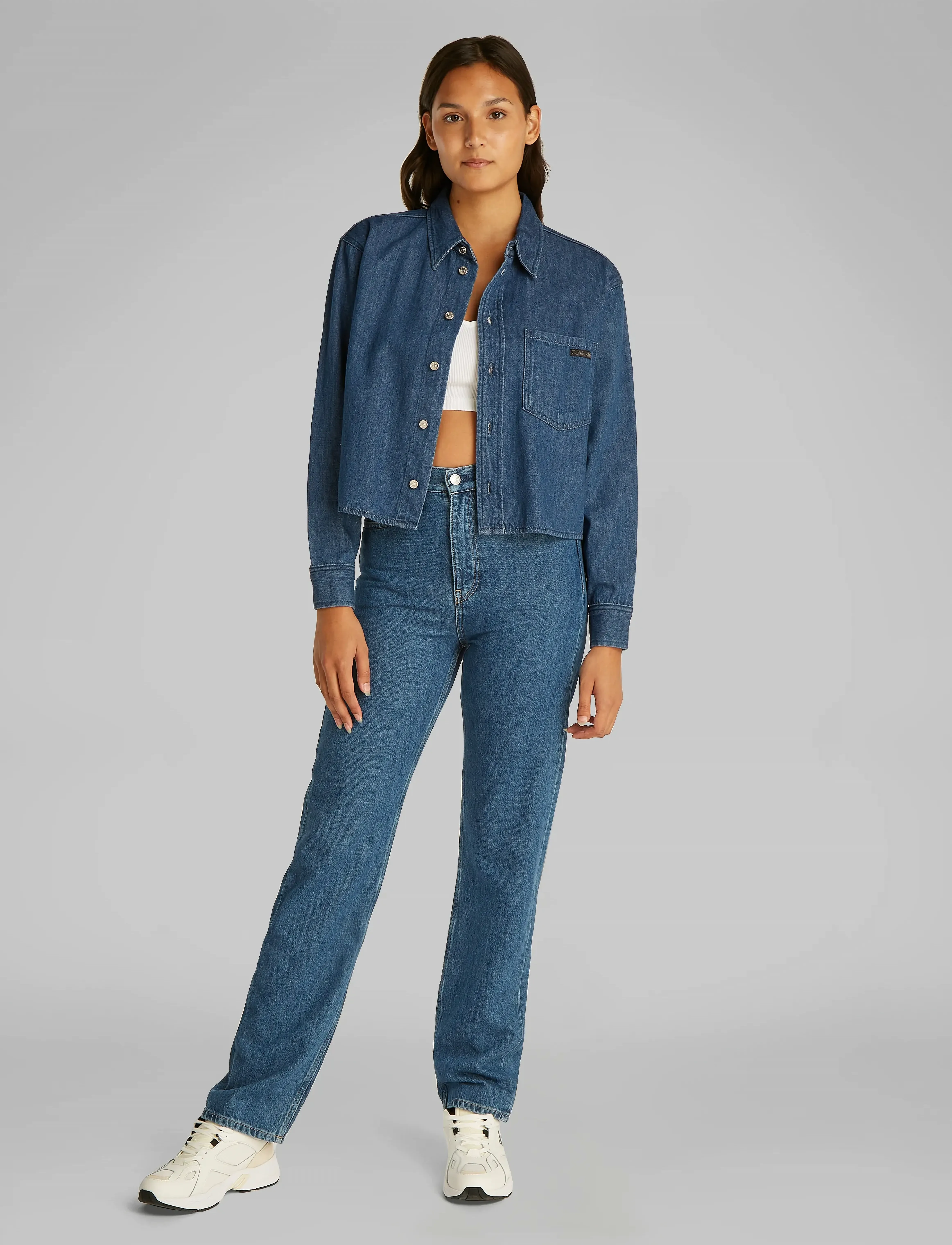 Calvin Klein Jeans - CROPPED DAD DENIM SHIRT - denim medium - 5