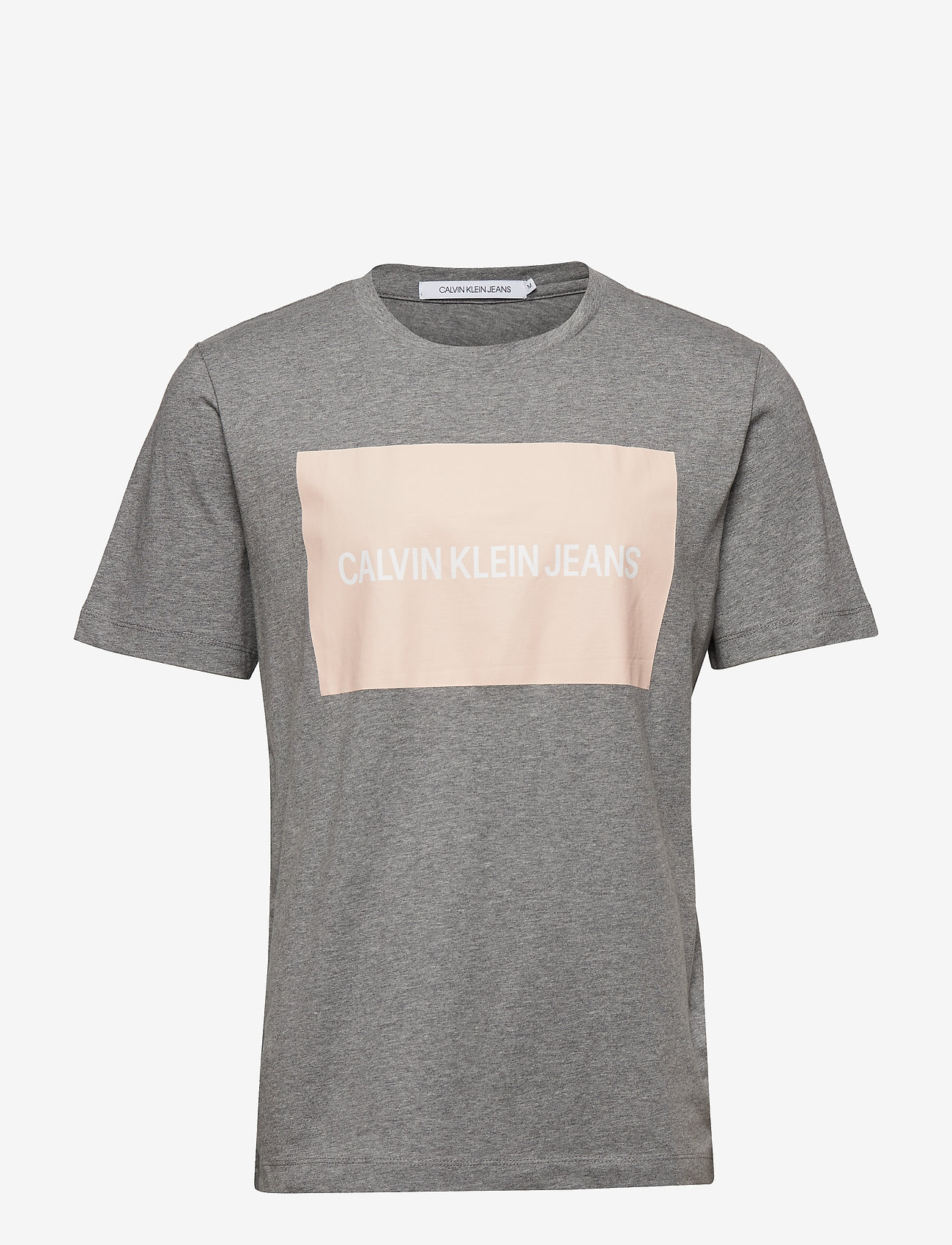 Calvin Klein Jeans - INSTITUTIONAL BOX LOGO TEE - grey heather / strawberry crea - 0