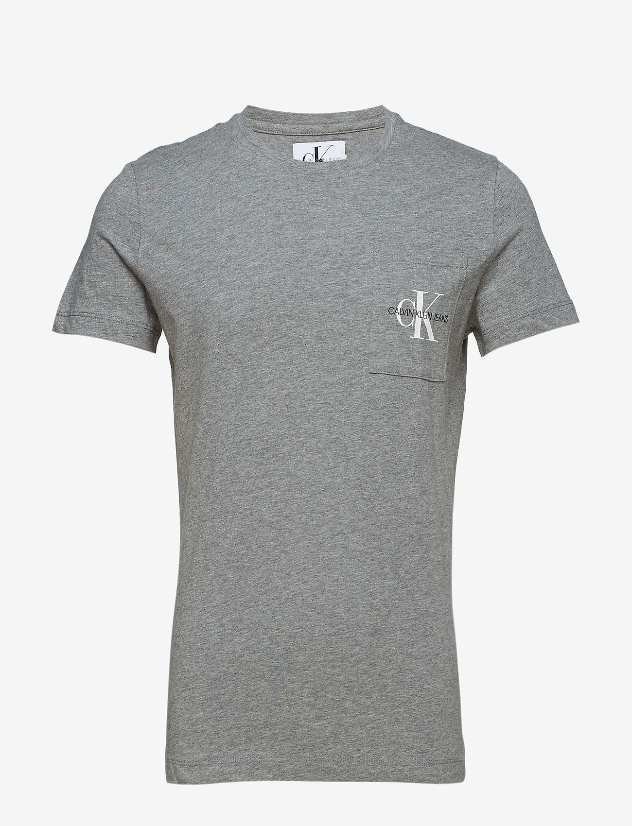 MONOGRAM POCKET SLIM SS TEE - GREY HEATHER