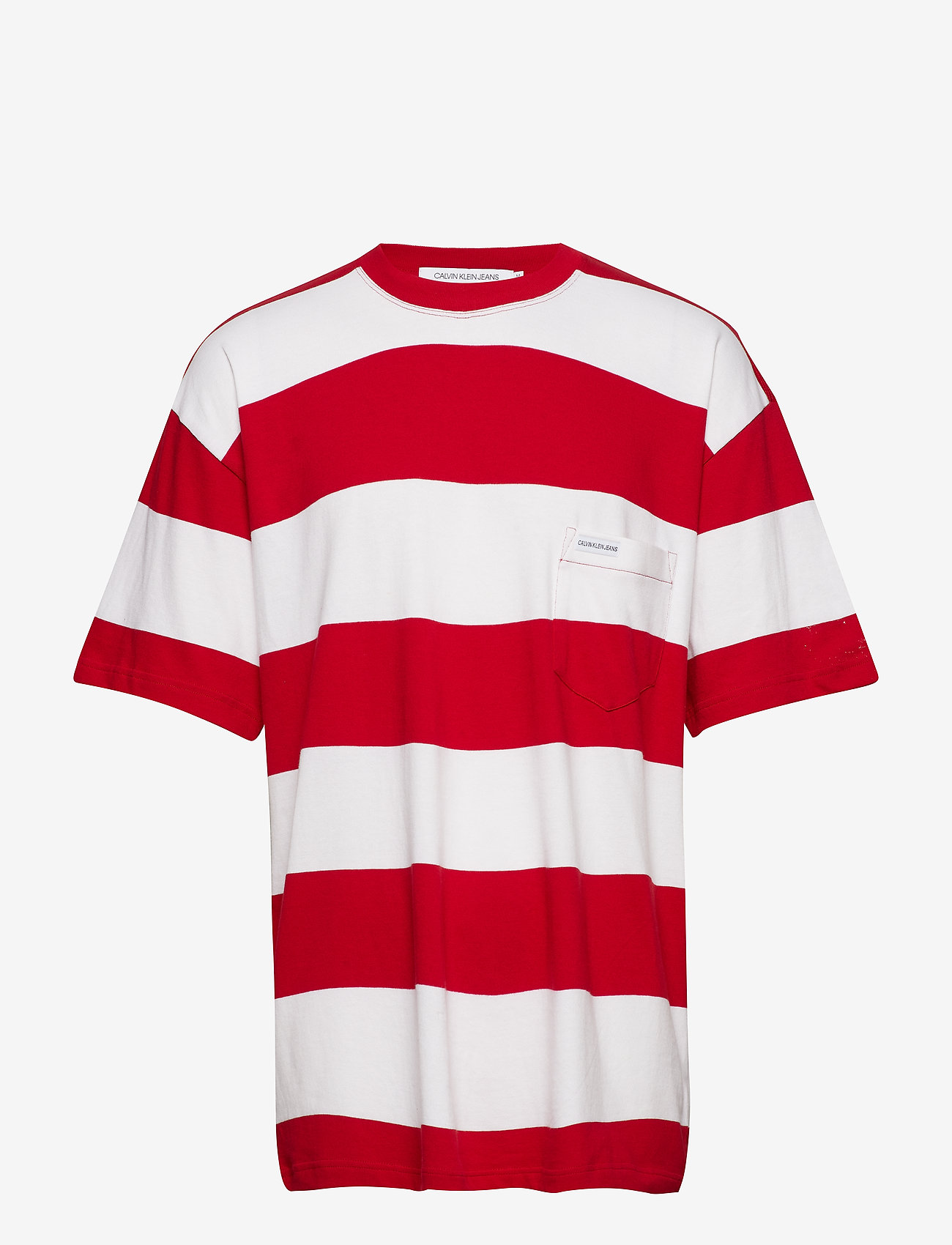 Calvin Klein Jeans - WIDE STRIPE POCKET TEE --7 - racing red/bright white - 0