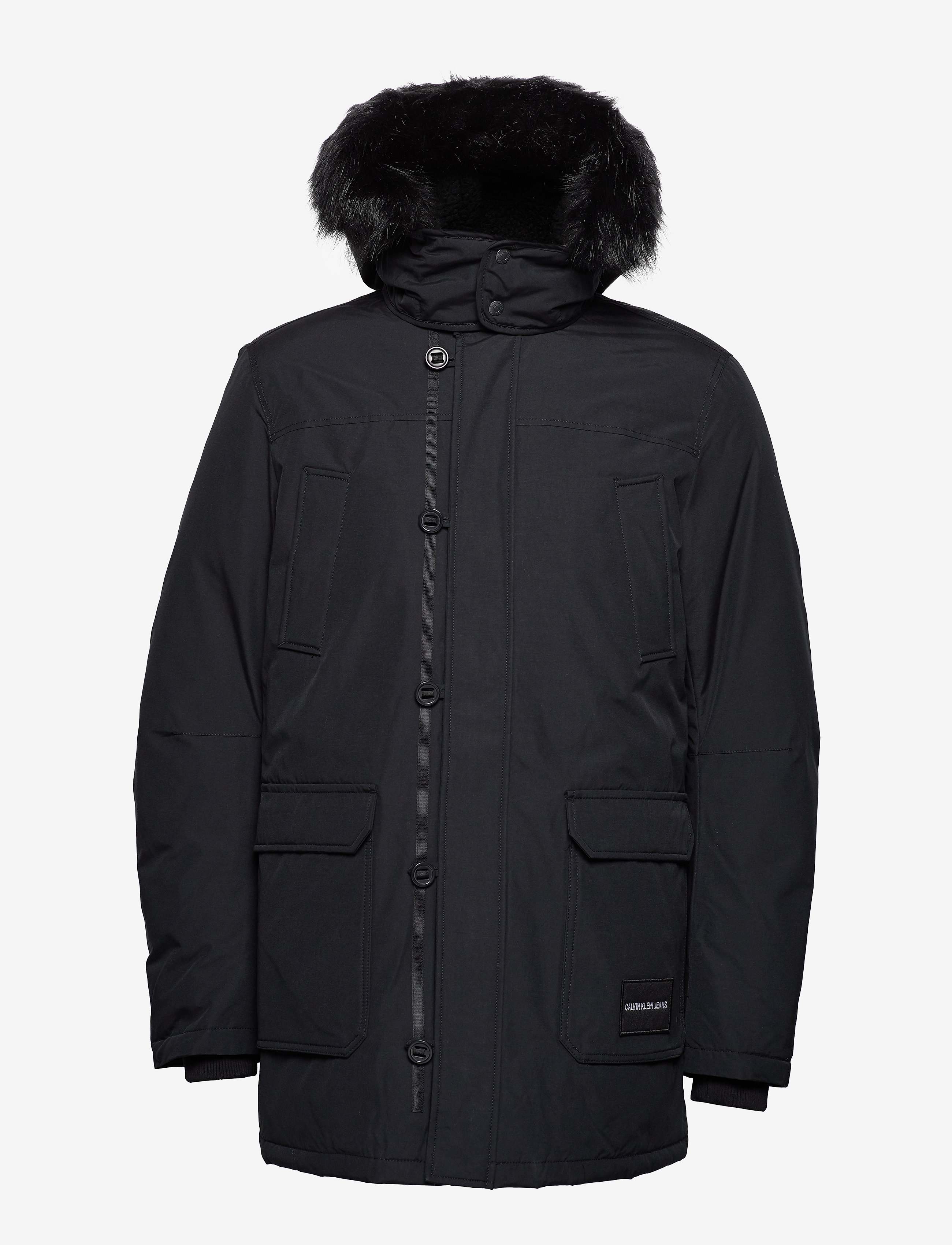 Calvin Klein Jeans - FUR TRIMMED HOODED D - ck black / night sky - 1
