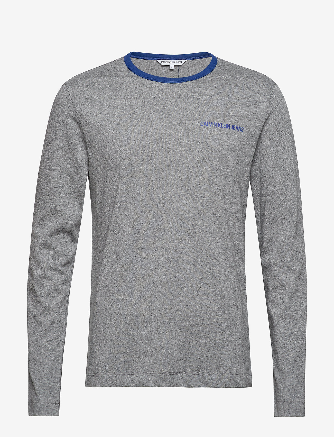 Calvin Klein Jeans - MONOGRAM TAPE BACK REG LS TEE - grey melange / mazarine tape - 0