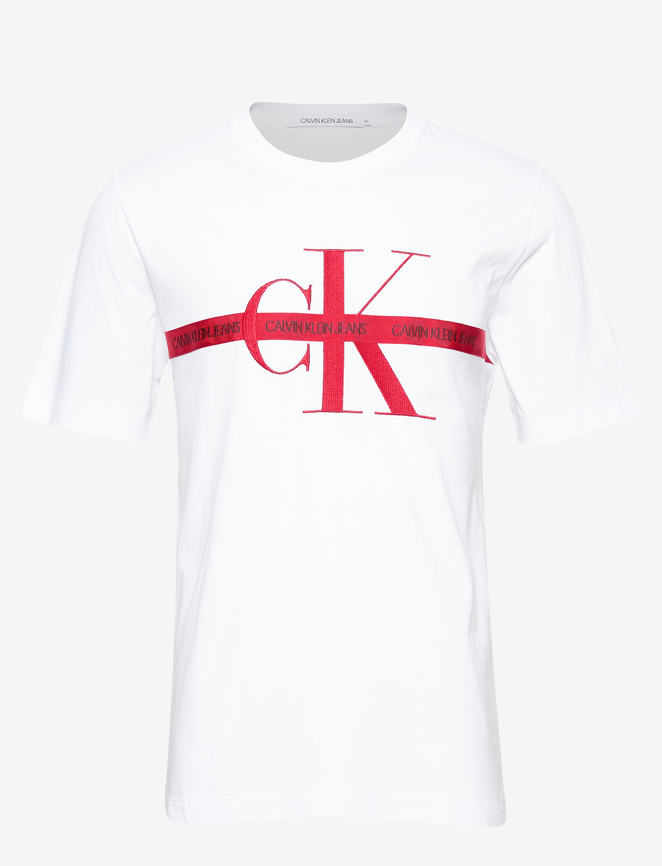 Calvin Klein Jeans - TAPING THROUGH MONOGRAM REG TEE - bright white - 0