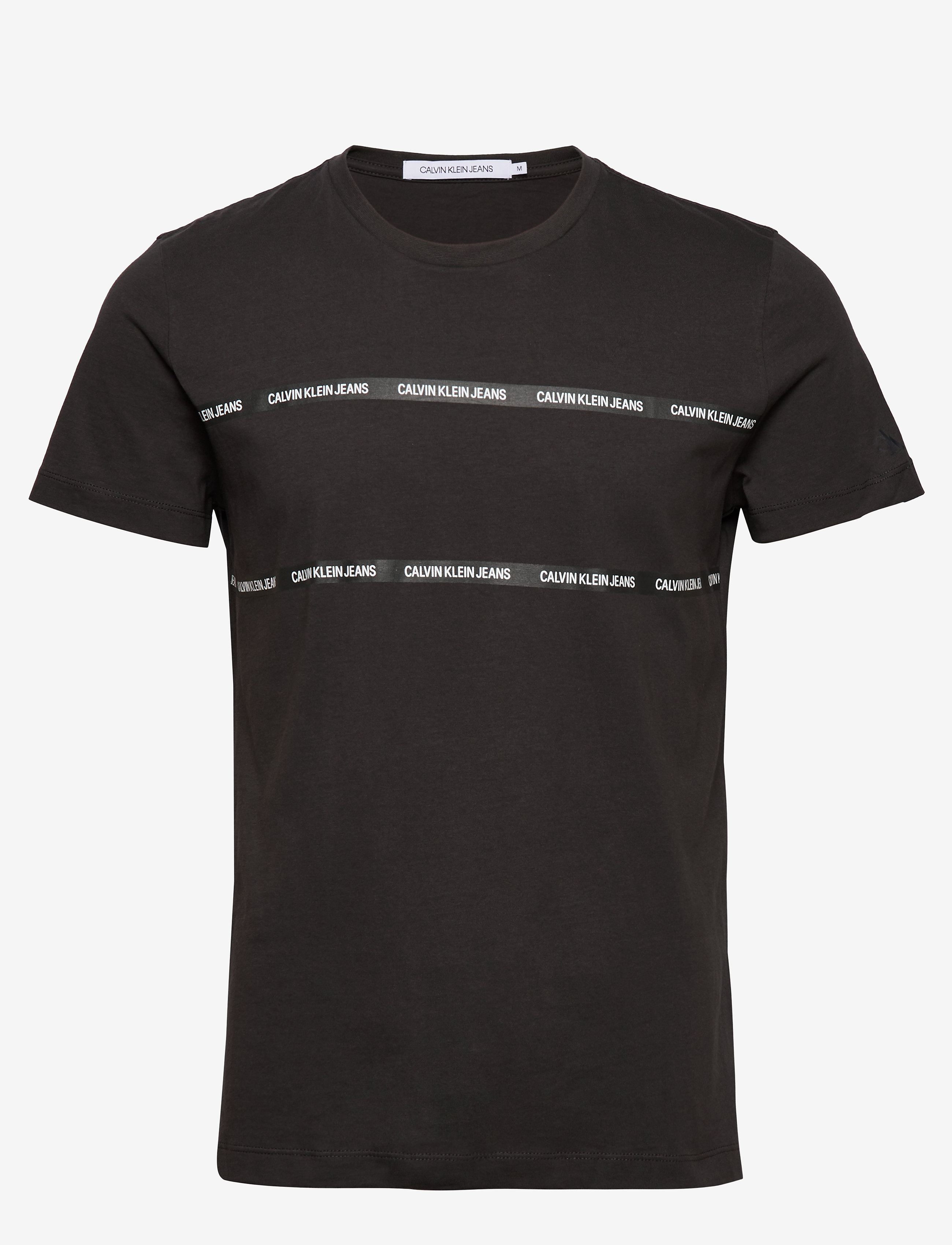 Calvin Klein Jeans - INSTIT TAPE DETAIL SLIM T-SHIRT - raven - 0