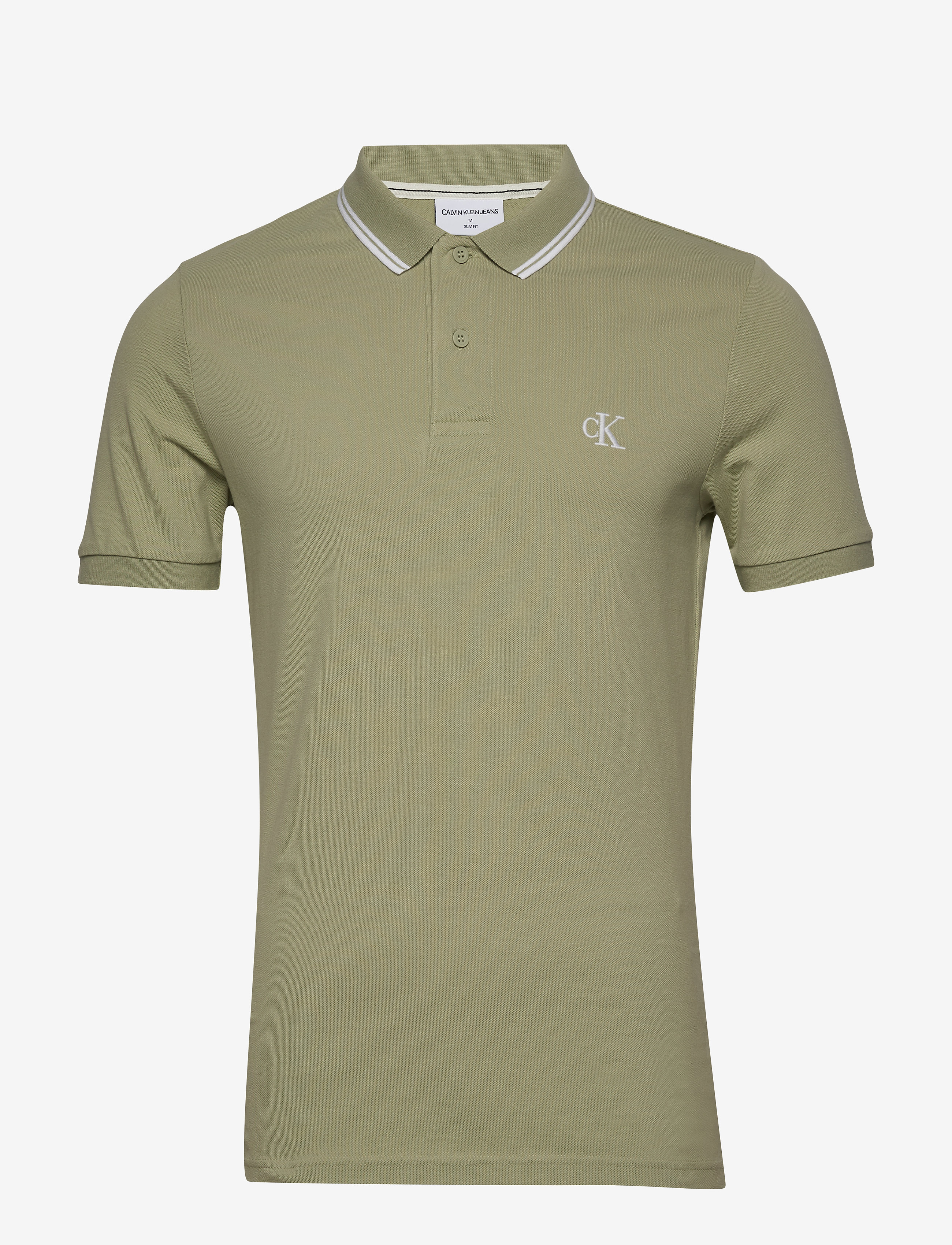 Calvin Klein Jeans - CK ESSENTIAL TIPPING SLIM POLO - earth sage/white - 0