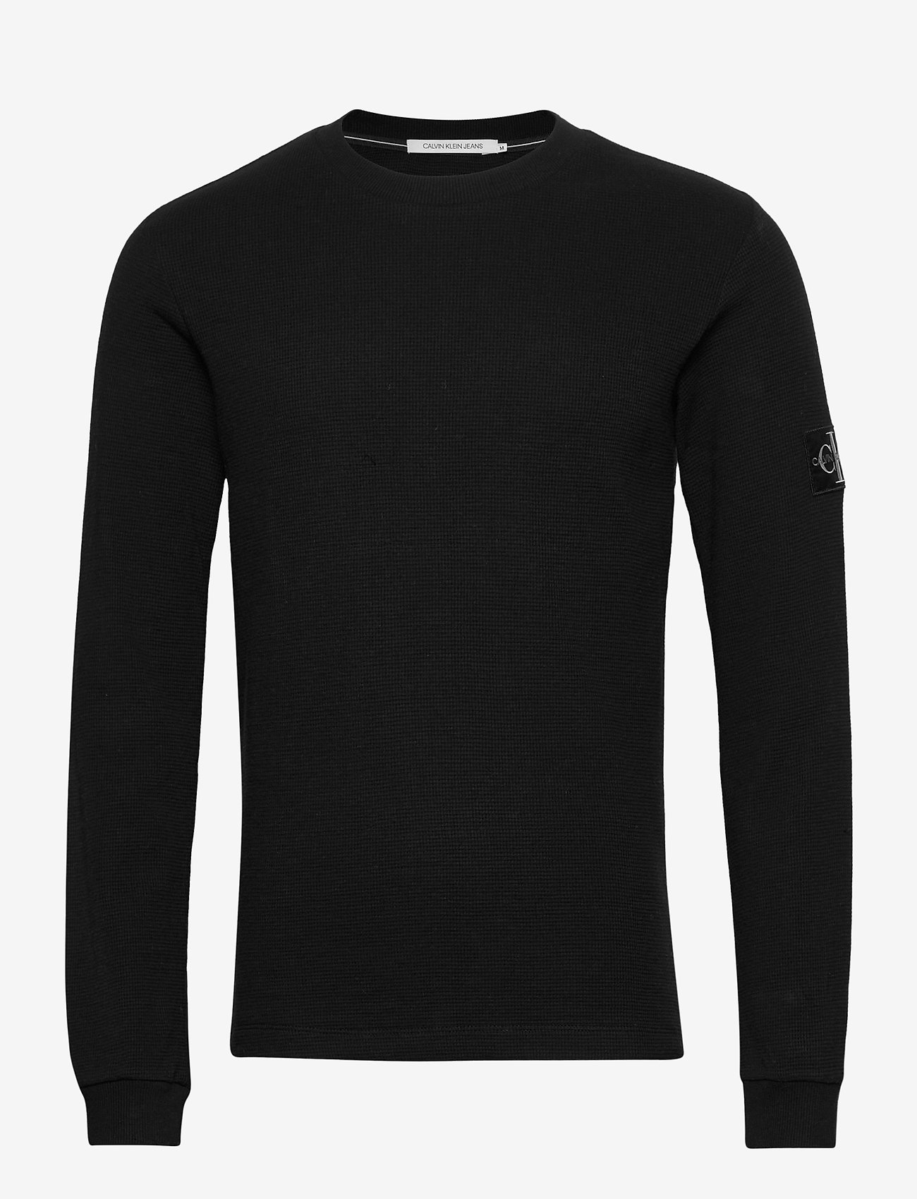 MONOLOGO BADGE WAFFLE LS TEE - CK BLACK