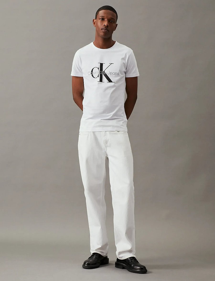 Calvin Klein Jeans - CORE MONOLOGO SLIM TEE - lühikeste varrukatega t-särgid - bright white - 0