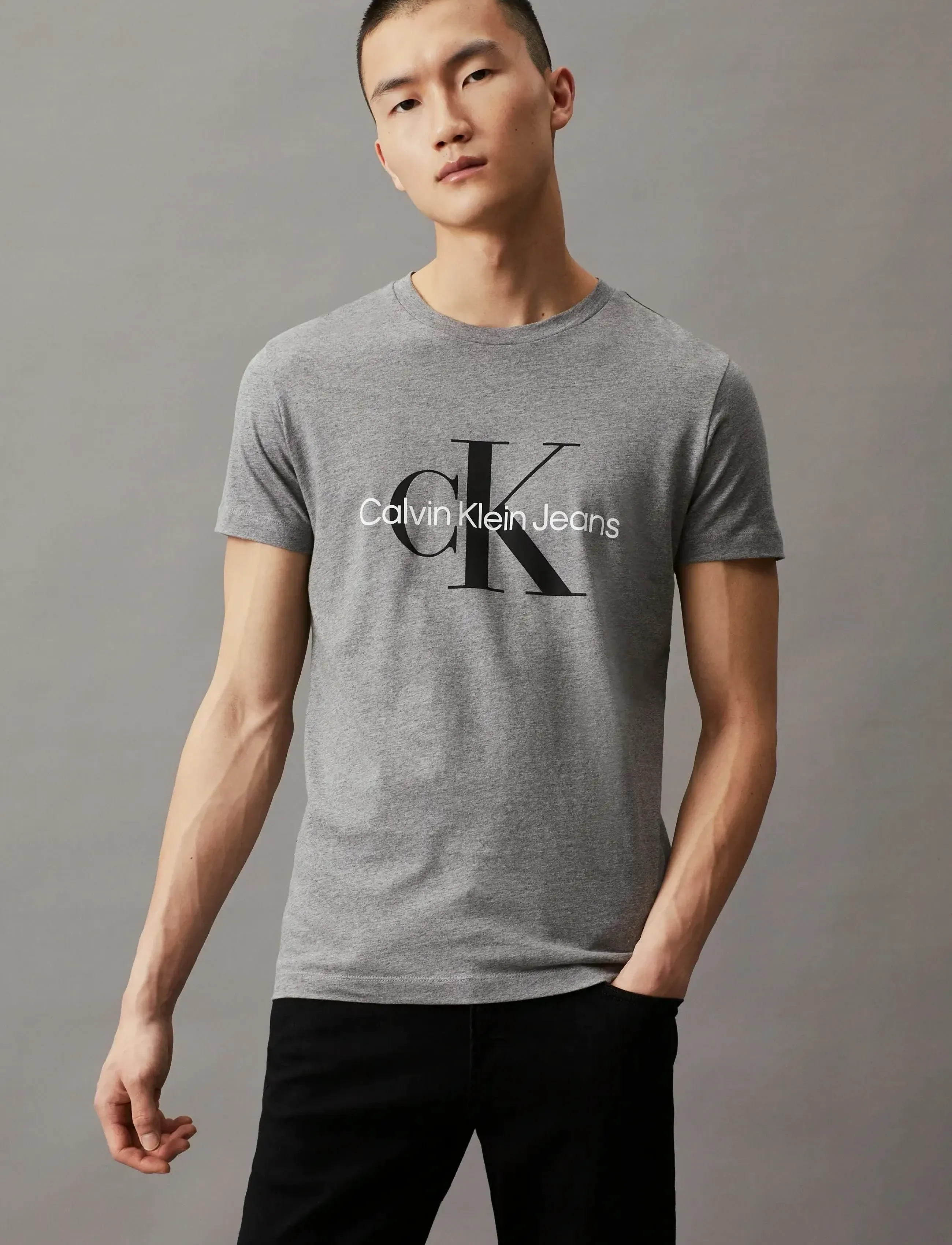Calvin Klein Jeans - CORE MONOLOGO SLIM TEE - laveste priser - mid grey heather - 3