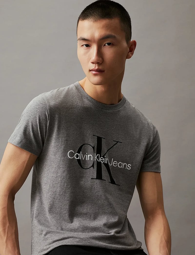 Calvin Klein Jeans - CORE MONOLOGO SLIM TEE - lühikeste varrukatega t-särgid - mid grey heather - 4