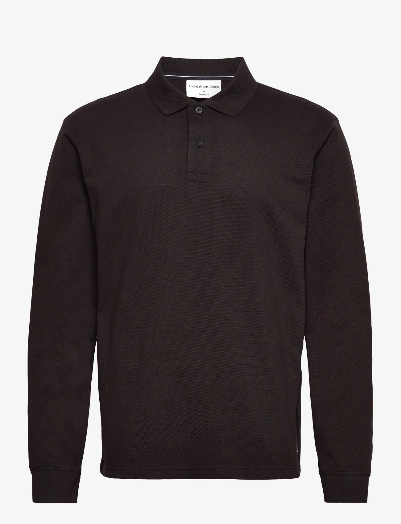 Calvin Klein Jeans - LOGO JACQUARD LS POLO - long-sleeved polos - ck black - 0