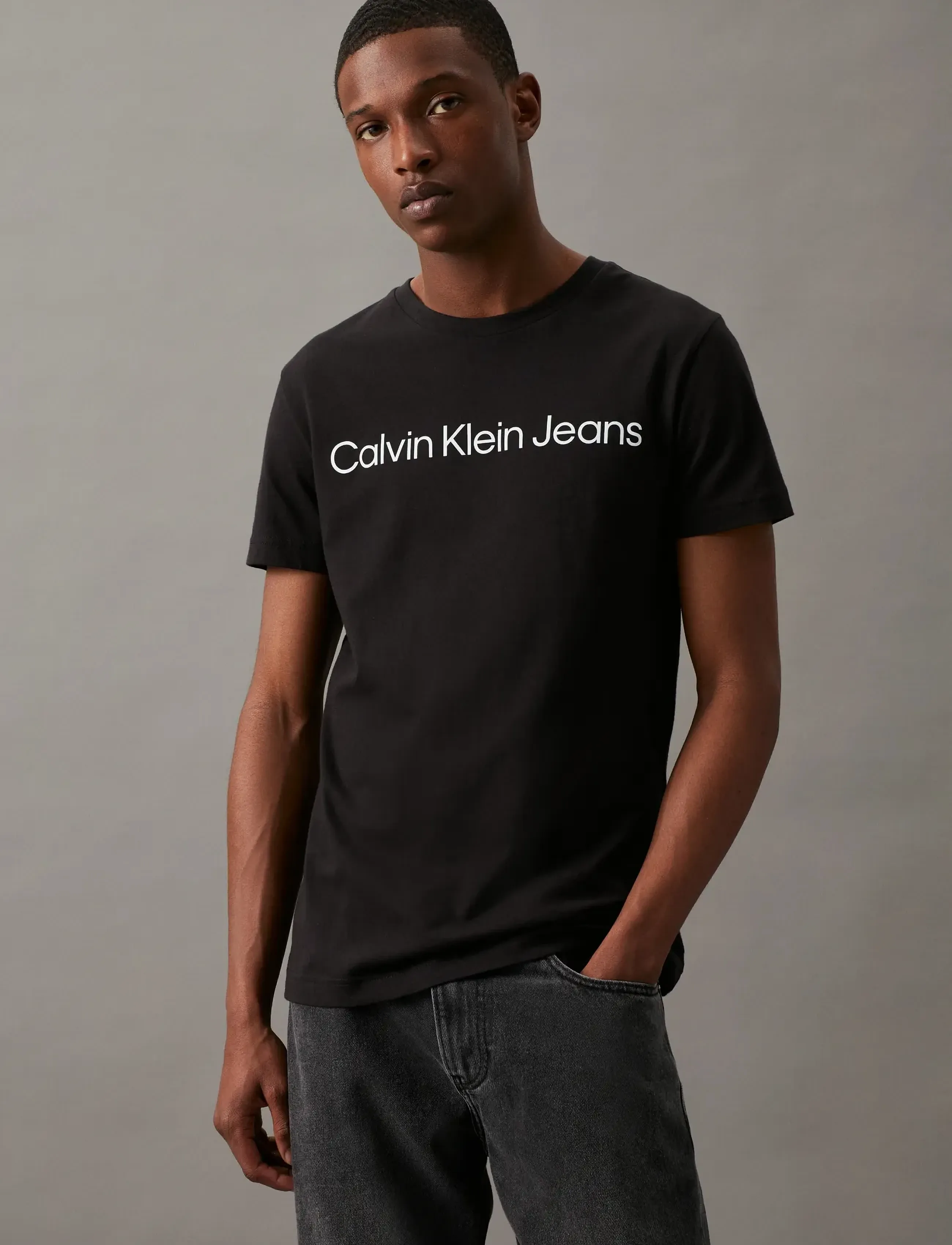 Calvin Klein Jeans CORE INSTITUTIONAL LOGO SLIM TEE - T-shirts - CK BLACK / black