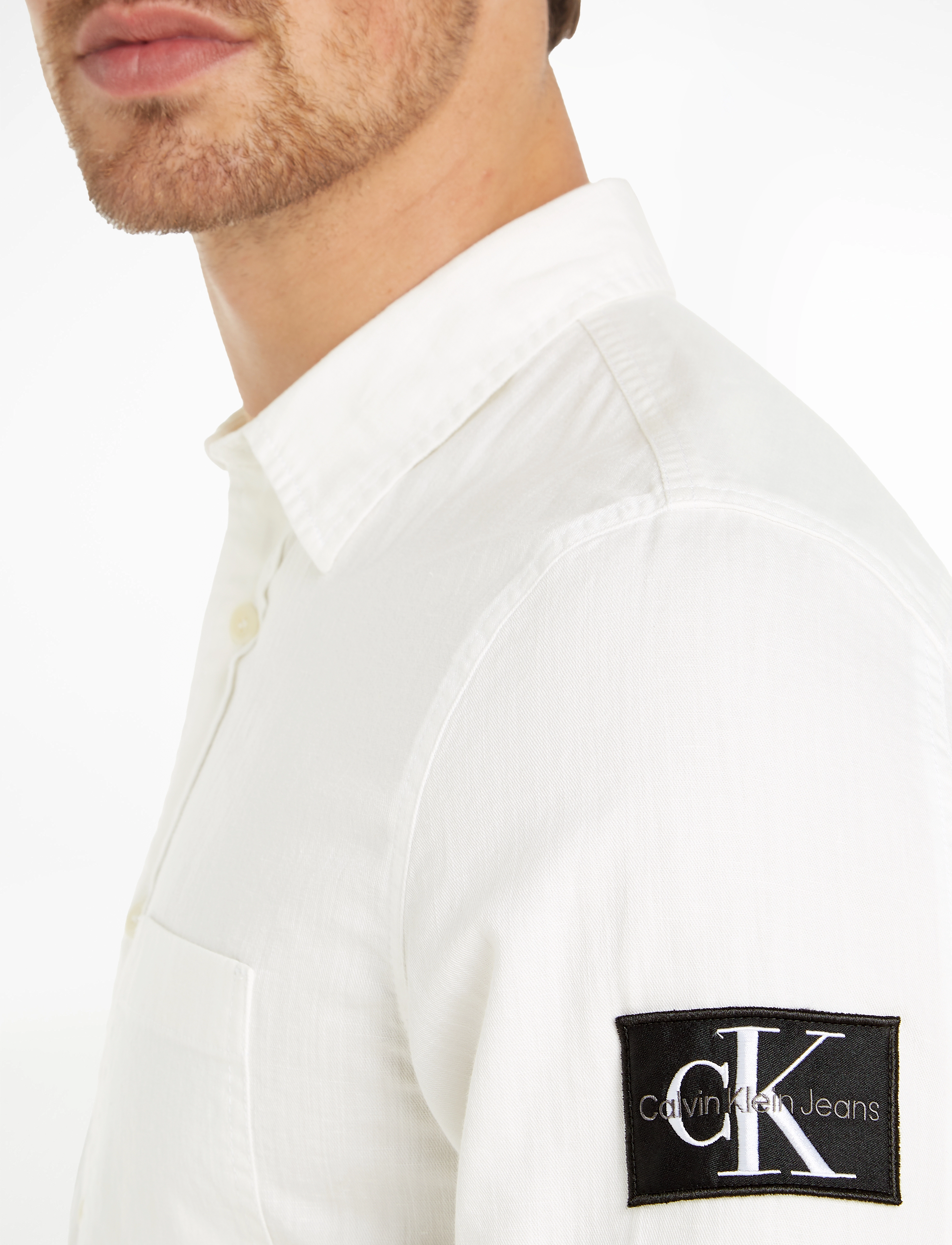 Calvin Klein Jeans - LINEN LS SHIRT - bright white - 3