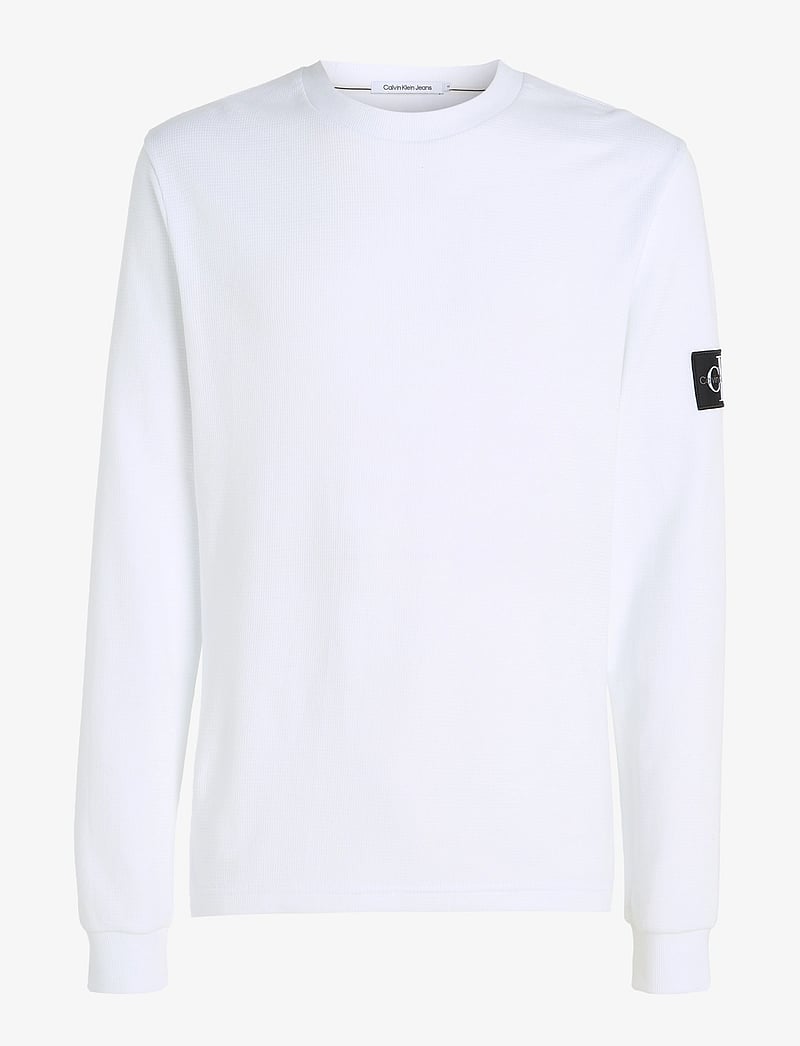 Calvin Klein Jeans - BADGE WAFFLE LS TEE - pikkade varrukatega t-särgid - bright white - 1