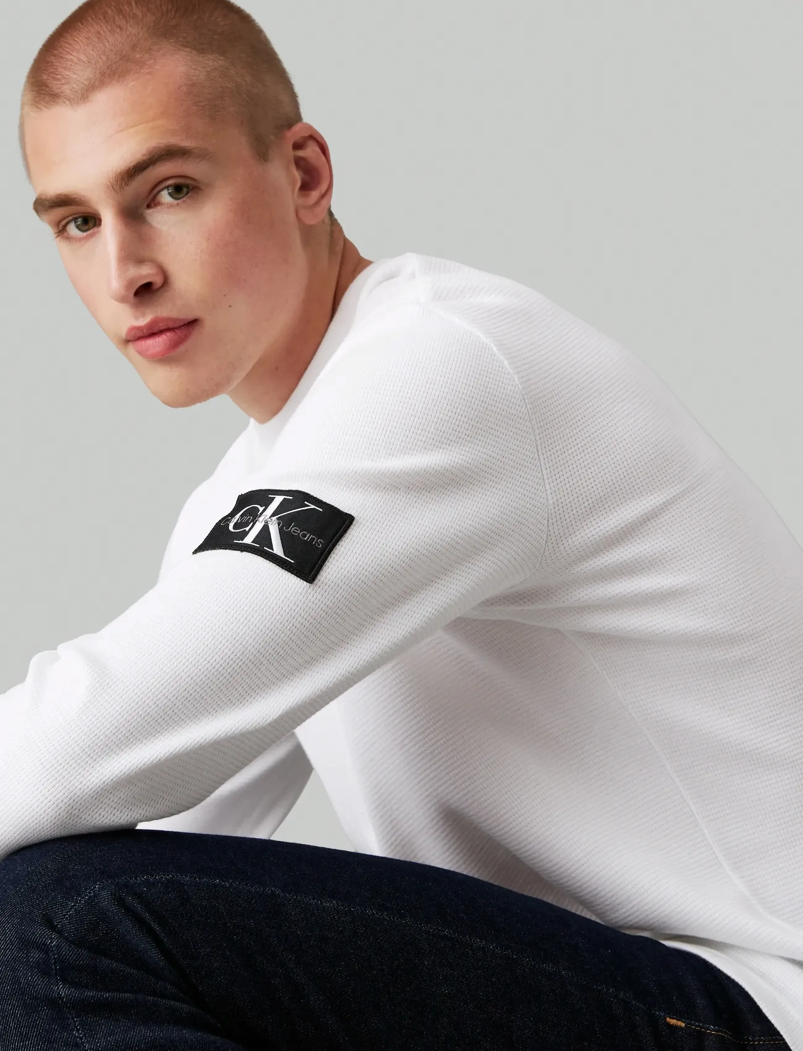 Calvin Klein Jeans - BADGE WAFFLE LS TEE - bright white - 3