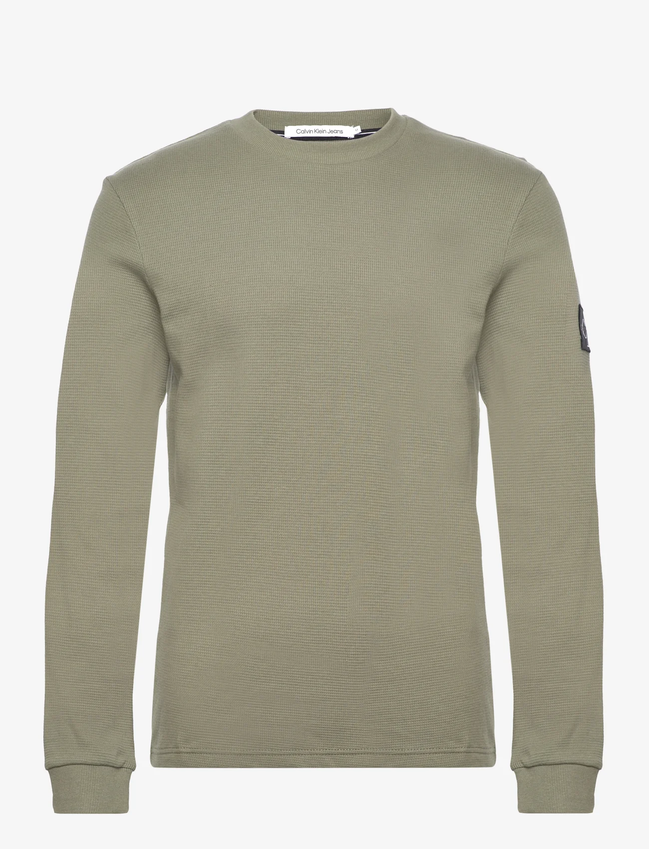 Calvin Klein Jeans - BADGE WAFFLE LS TEE - megzti laisvalaikio drabužiai - dusty olive - 0
