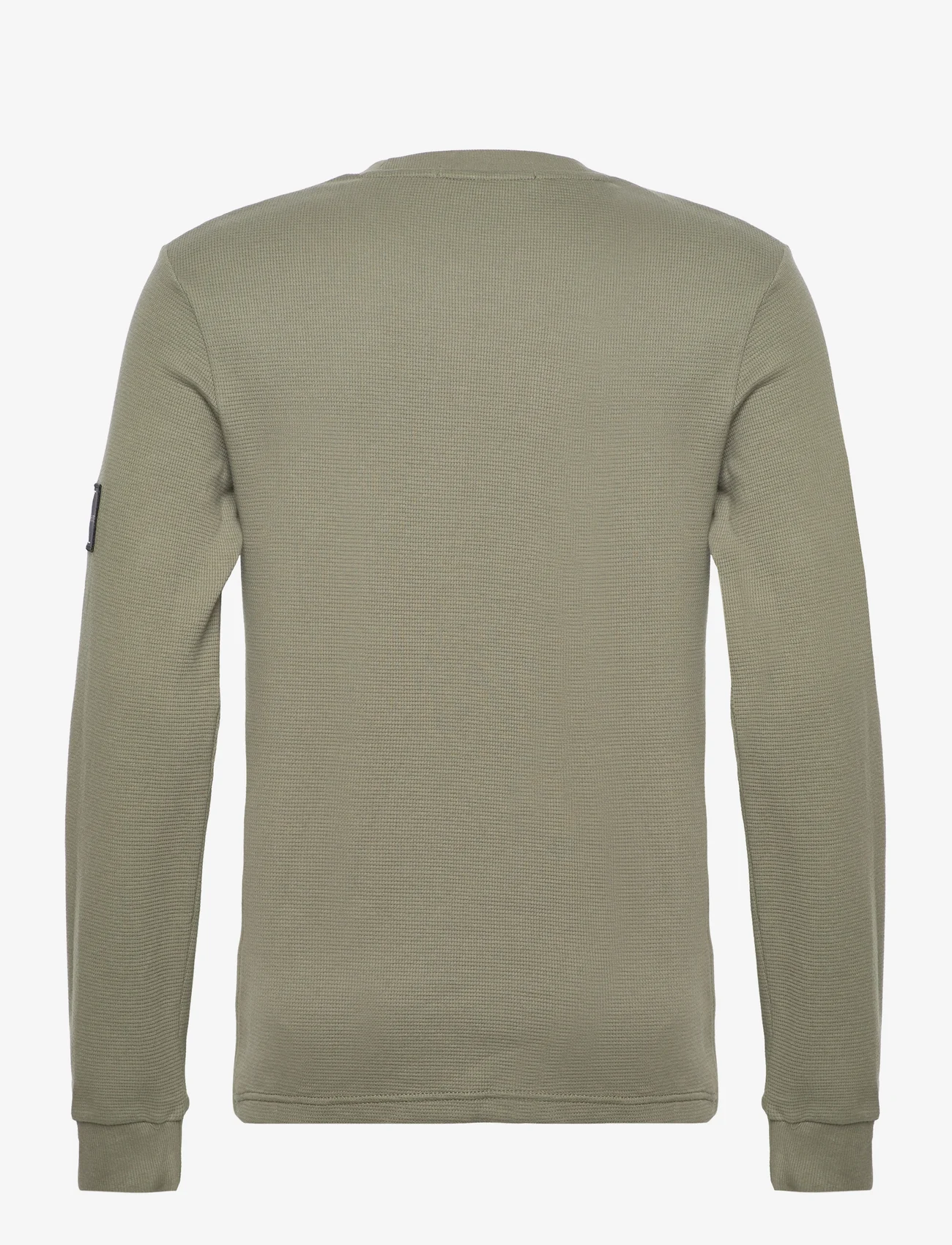 Calvin Klein Jeans - BADGE WAFFLE LS TEE - megzti laisvalaikio drabužiai - dusty olive - 1