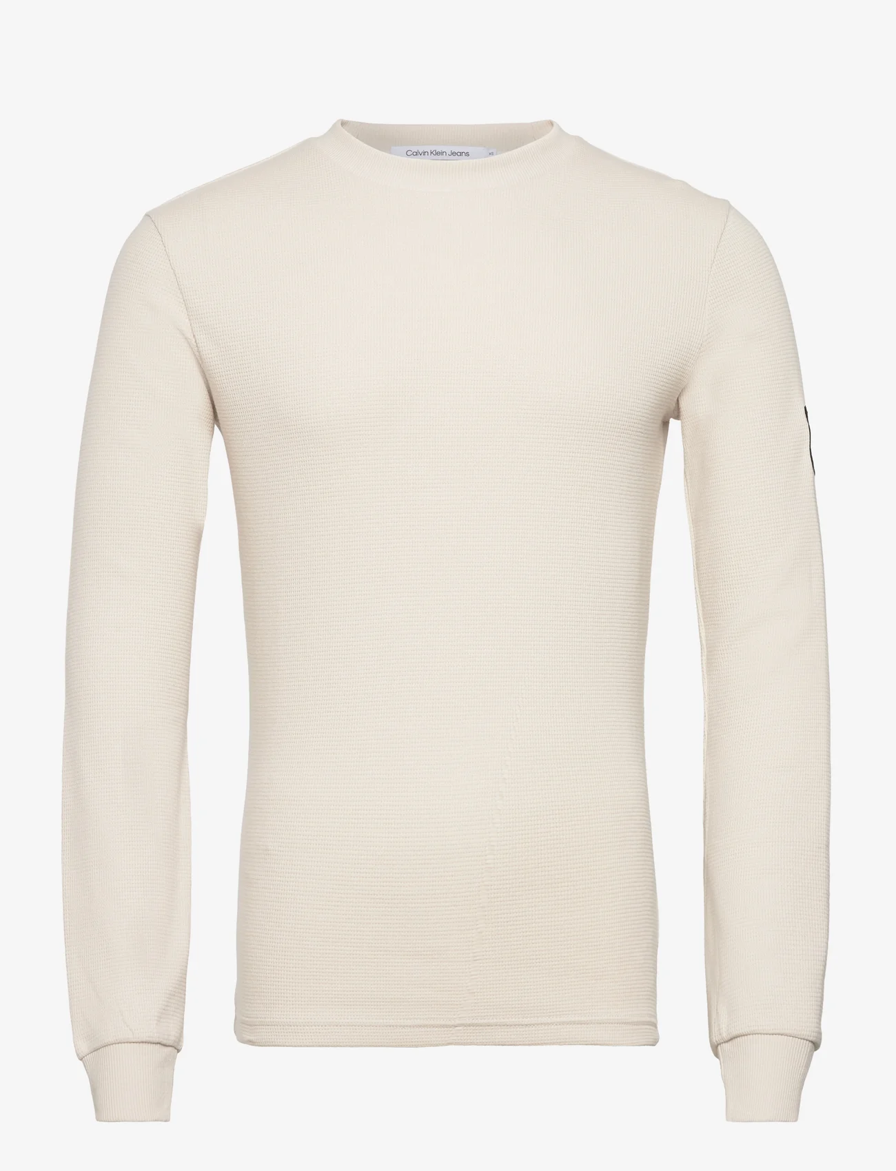 Calvin Klein Jeans - BADGE WAFFLE LS TEE - basic knitwear - eggshell - 0