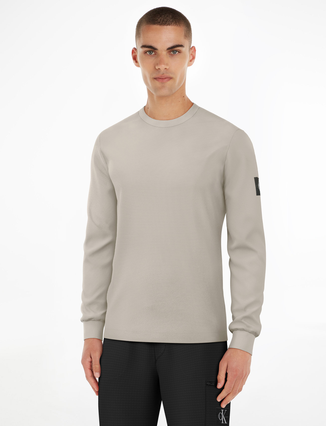Calvin Klein Jeans - BADGE WAFFLE LS TEE - trøjer - plaza taupe - 1
