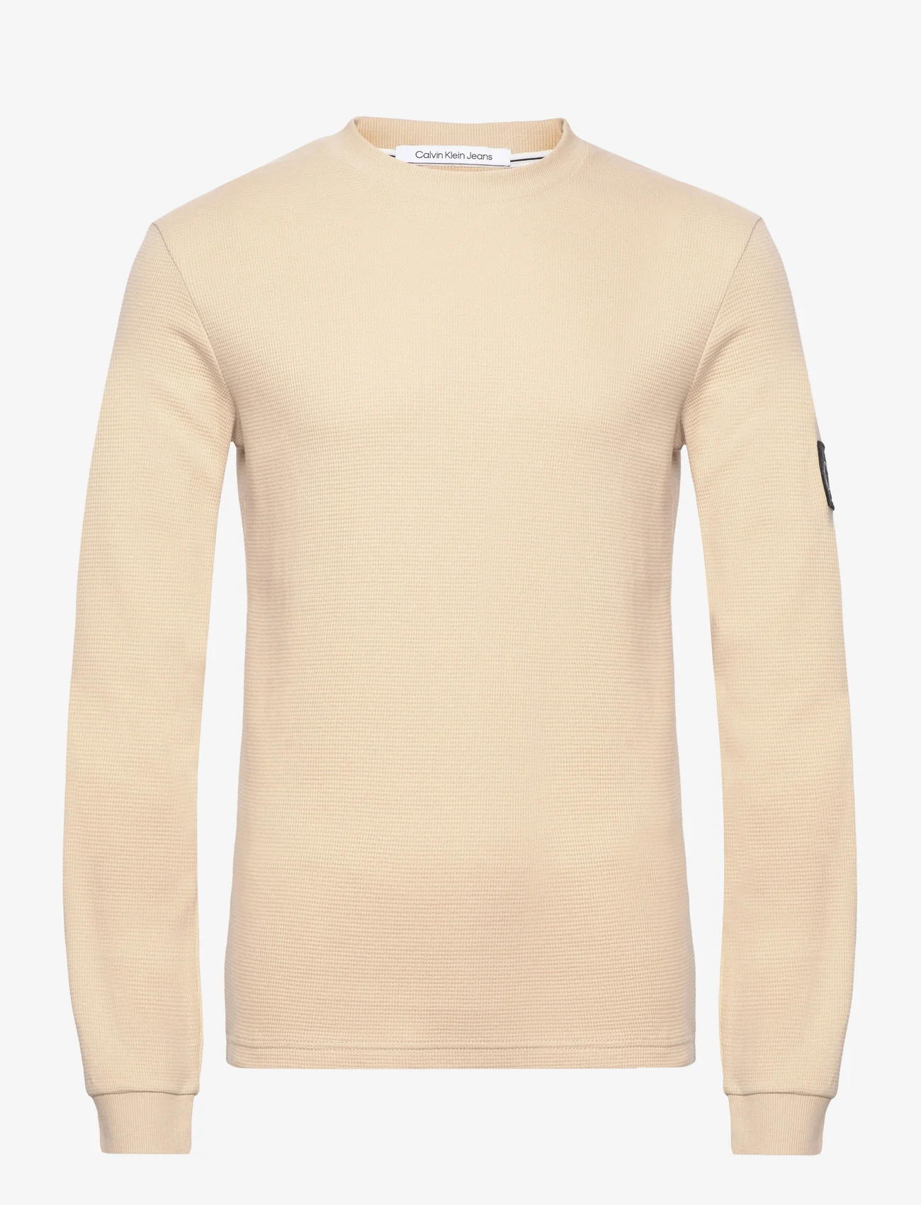 Calvin Klein Jeans - BADGE WAFFLE LS TEE - megzti laisvalaikio drabužiai - warm sand - 0