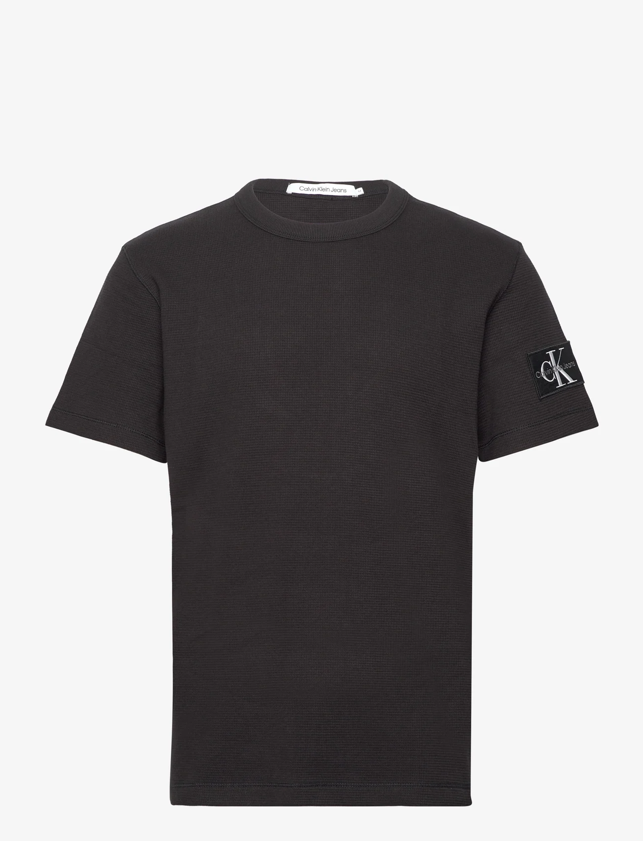 Calvin Klein Jeans - BADGE WAFFLE TEE - podstawowe koszulki - ck black - 0