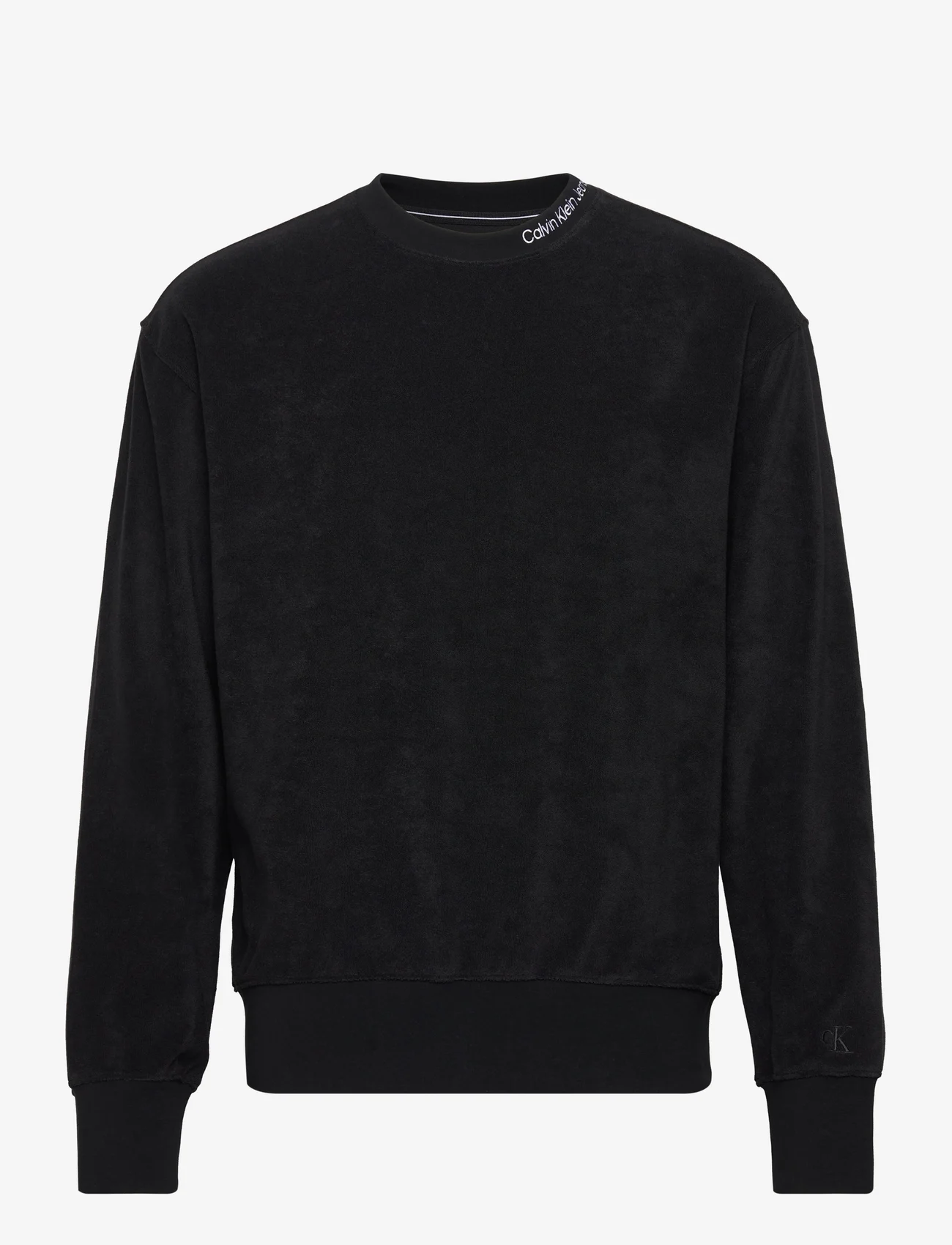 Calvin Klein Jeans - EMBRO NECK TOWELLING CREWNECK - sweatshirts - ck black - 0
